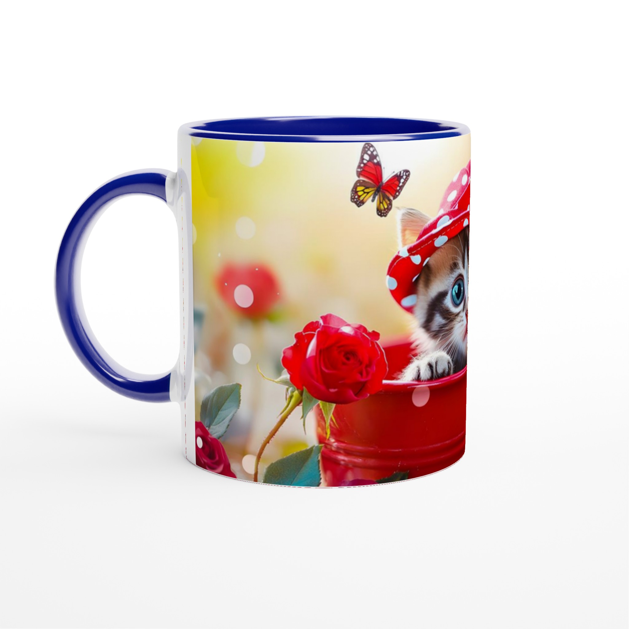 Söt kattunge i hatt 11oz Keramisk Mugg – Personlig design i 7 livfulla färger för kattälskaren 4 c1331db5-3757-41bc-ad9d-d8128cb1c830