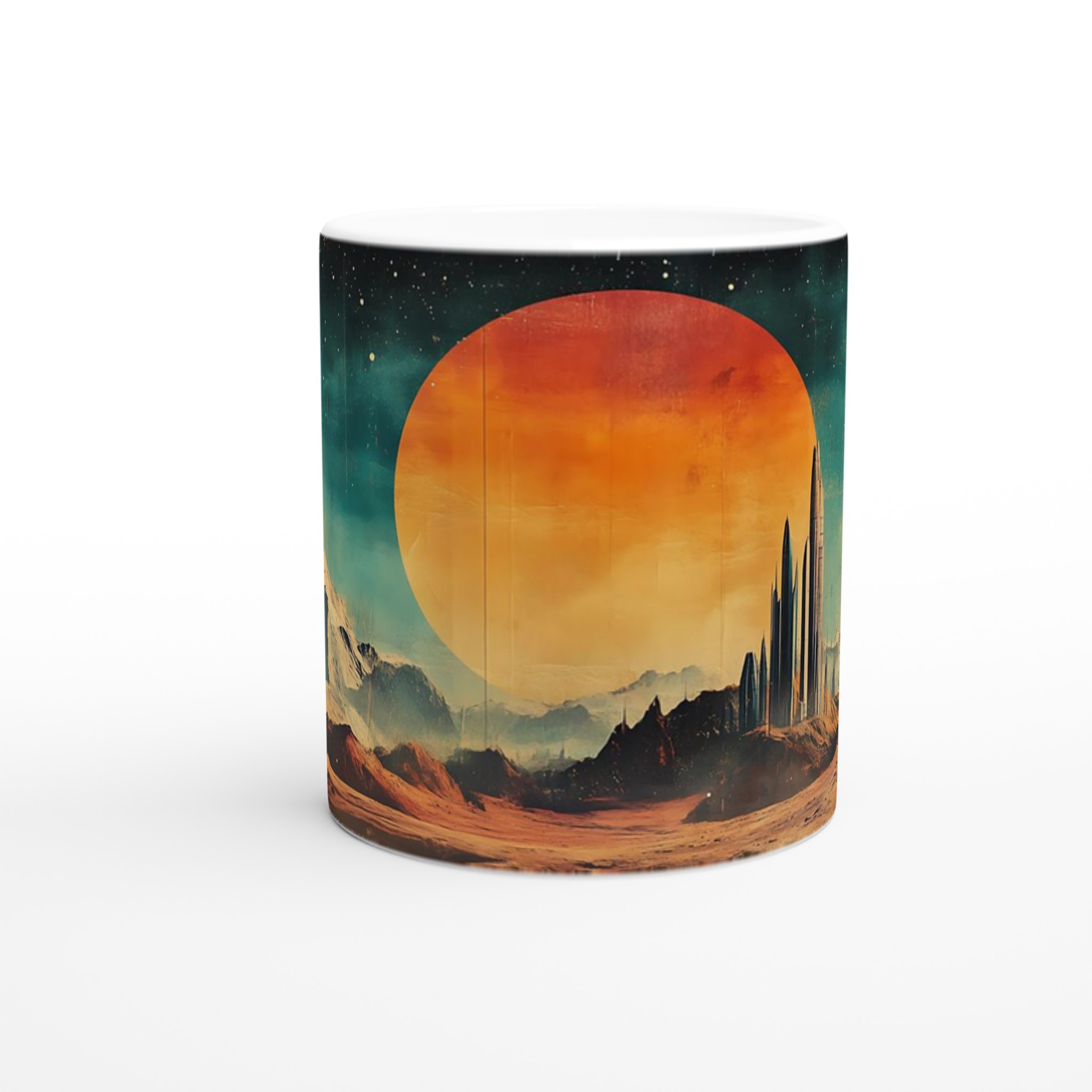Retro Sci-Fi Vibe Keramikmugg – Dröm dig bort till Mars med 11oz kaffe i din valfria muggfärg! 8 c159ac66-4179-45c0-ab41-d96364a12097