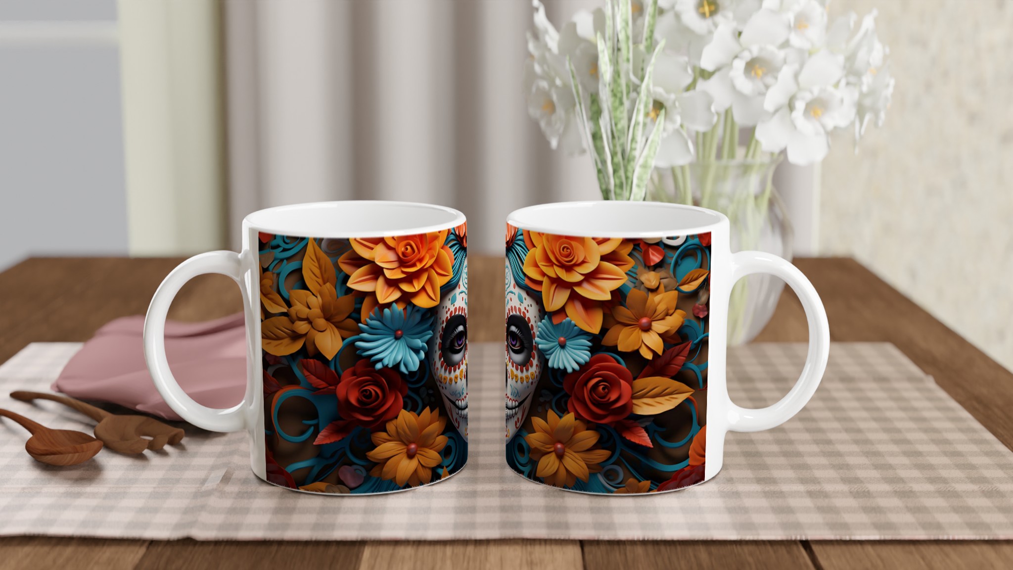 Colorida Calavera Mugg – Levande Día de los Muertos Design, 11oz Keramik 10 c177a5a6-d279-4bc4-9acb-17a0dfdb4783