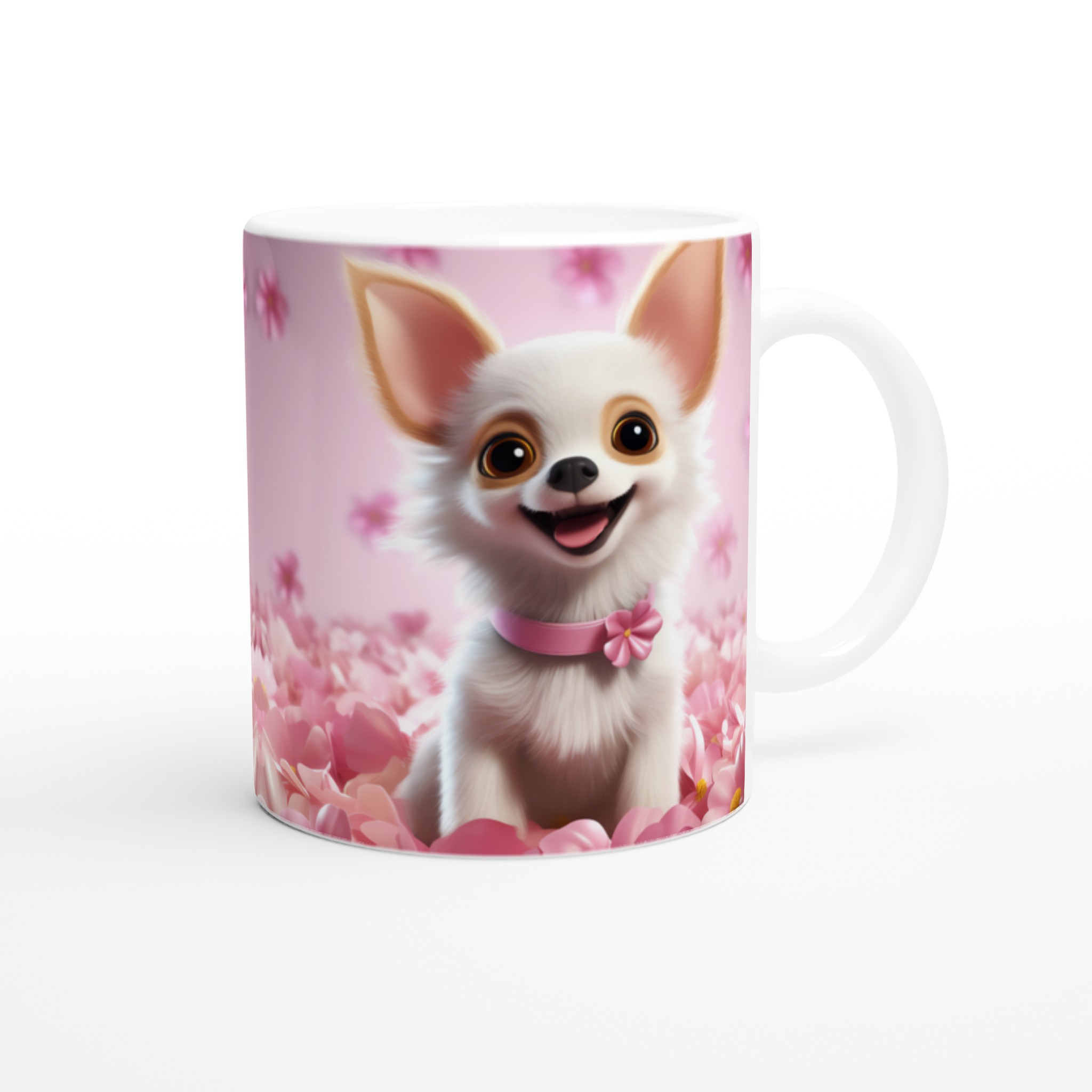 Chihuahua Drömmugg: Söt Valp i Rosa Blomster – 11oz Keramisk Mugg i Valfri Färg 10 c1a7e64f-168c-4b63-9dd7-459c25c29b59