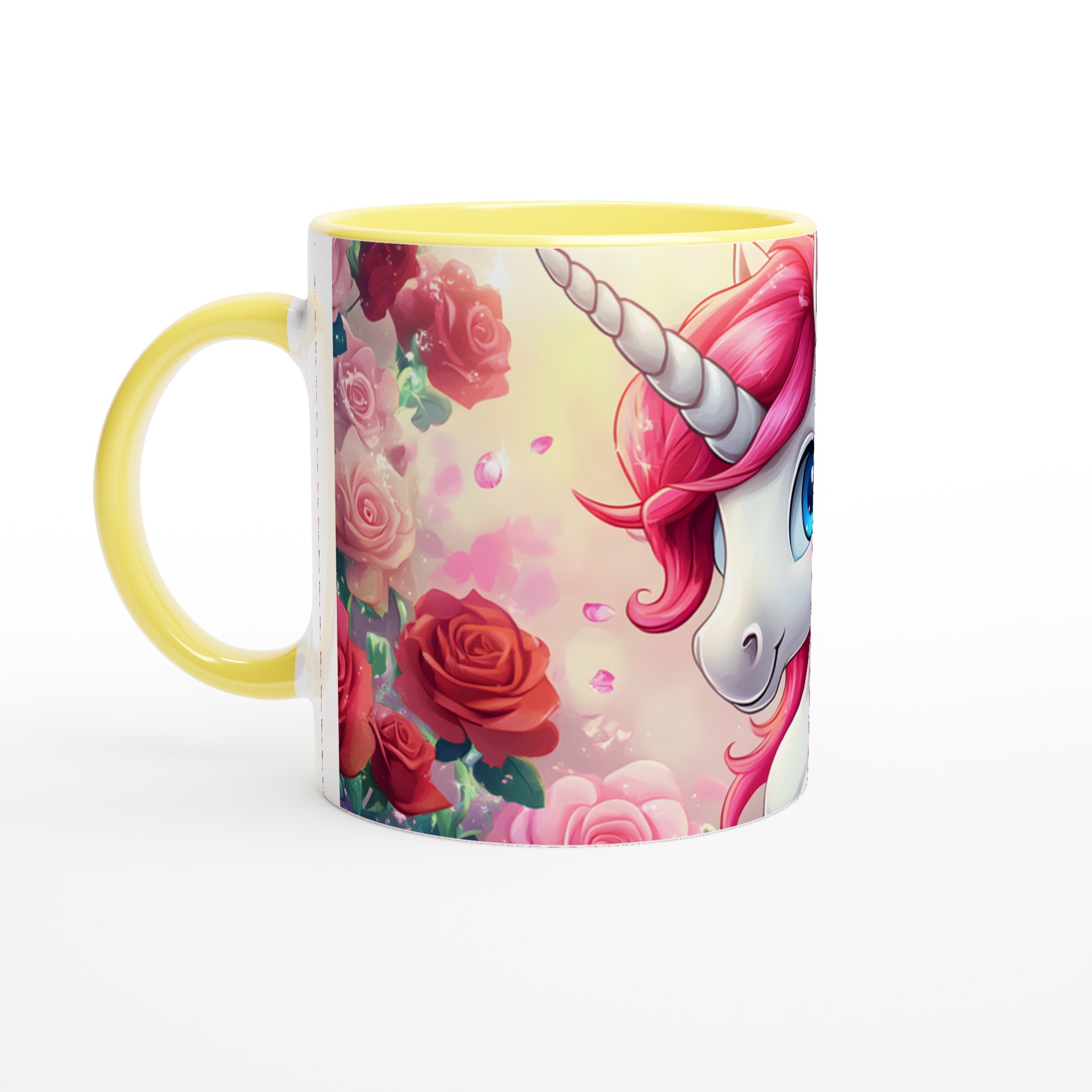 Magisk Enhörningsmugg - 11oz Keramisk Mugg med Rosa Hår och Blommor i Sju Färger 5 c1c006cb-d928-4dba-b36e-d91eafc3065c