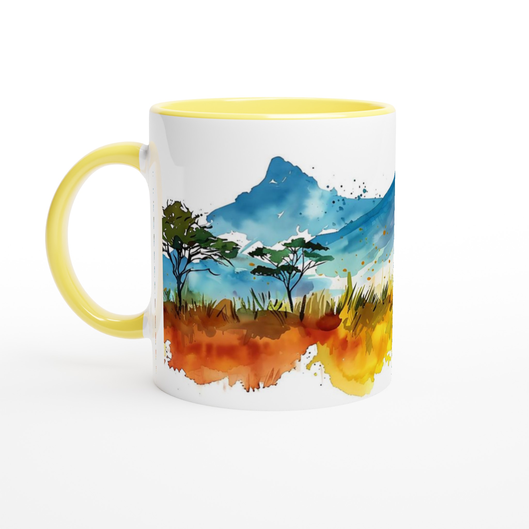 Akvarellberg & Savannmugg - Livfull Keramisk Kaffekopp 11oz, Välj Bland 7 Färgstarka Nyanser 5 c1c2f075-e817-46fd-b4d9-9cb3d602814d
