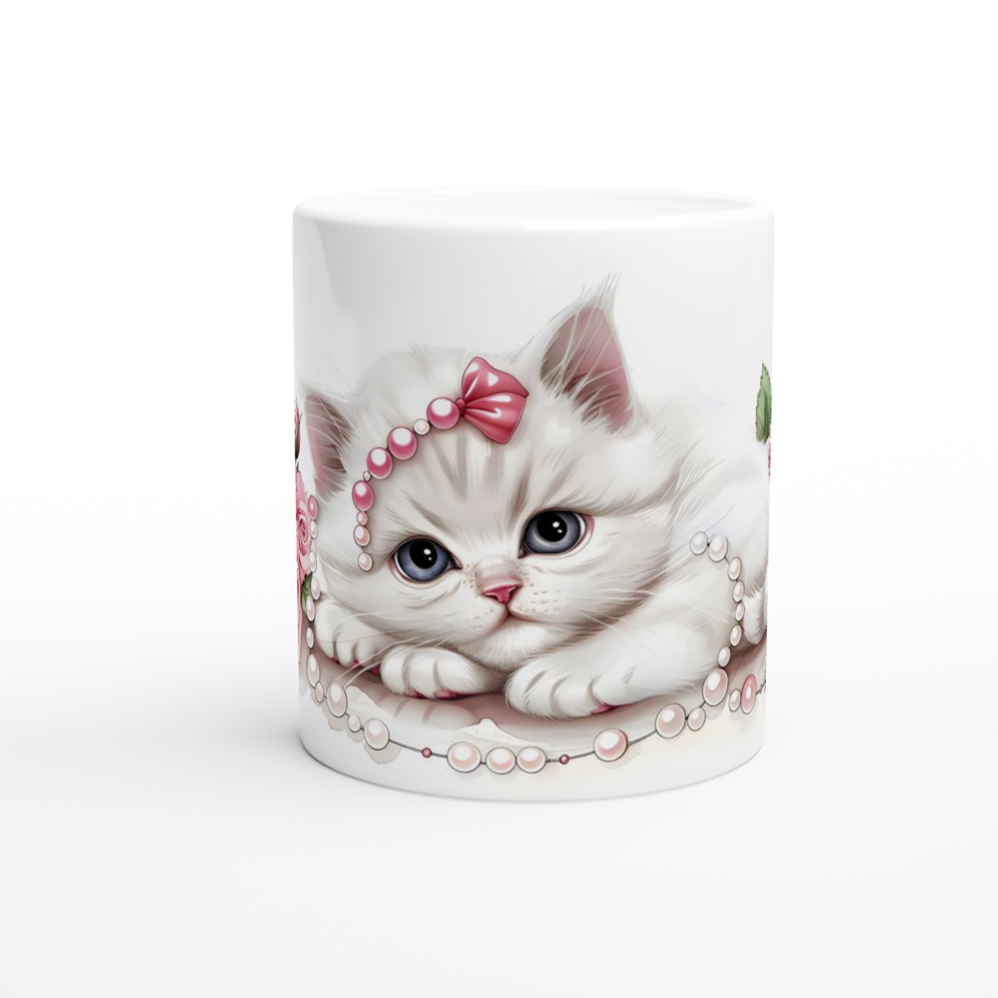 Söt kattunge och rosor 11oz keramisk mugg – charmig design för kaffeälskare i flera färger 8 c21c8379-ce3a-46d2-9b03-9e83b58e01fe