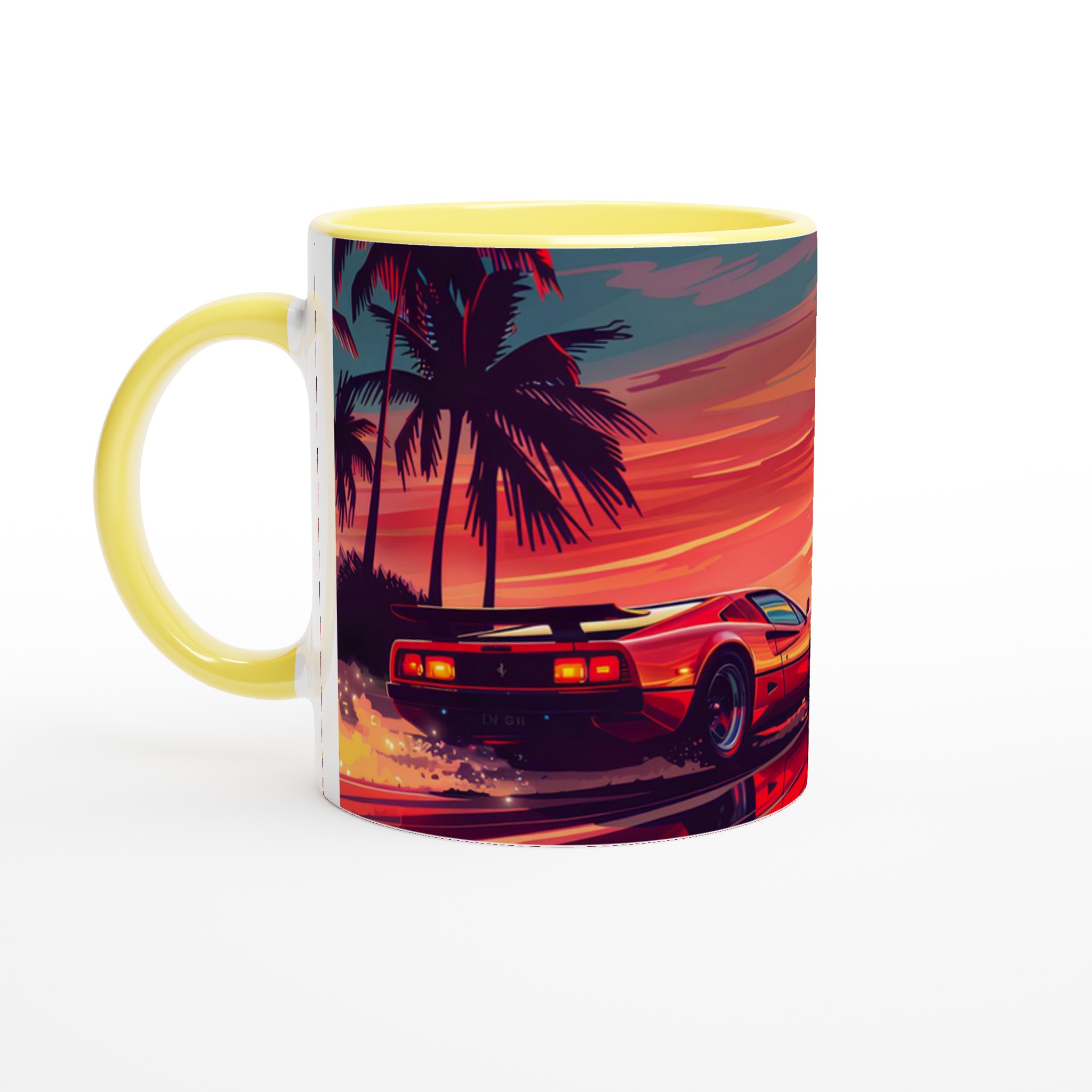 Retro Sunset Sportbil – 11oz Keramikmugg i ditt val av 7 levande färger 5 c23112cc-c6cf-4e0a-8782-f94885f21fbe