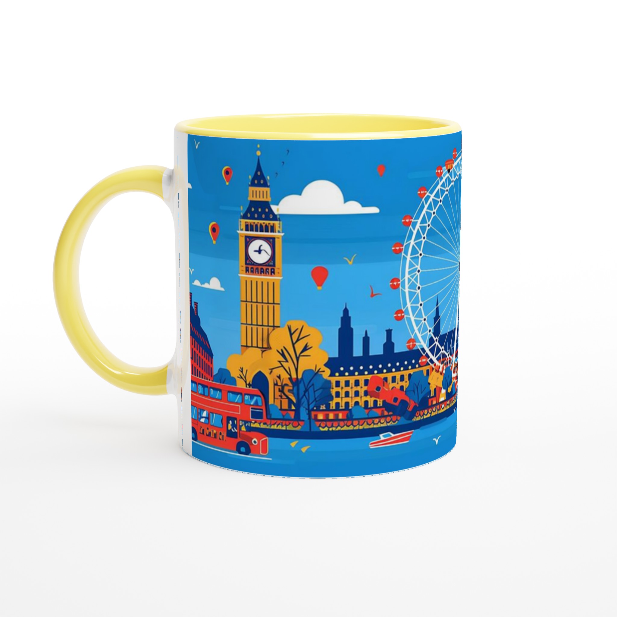 London Cityscape Keramikmugg – En levande konstnärlig hyllning till Big Ben & London Eye i ditt val av färg 5 c28b7cc5-8f94-4a7c-9832-9e485c5e9aeb