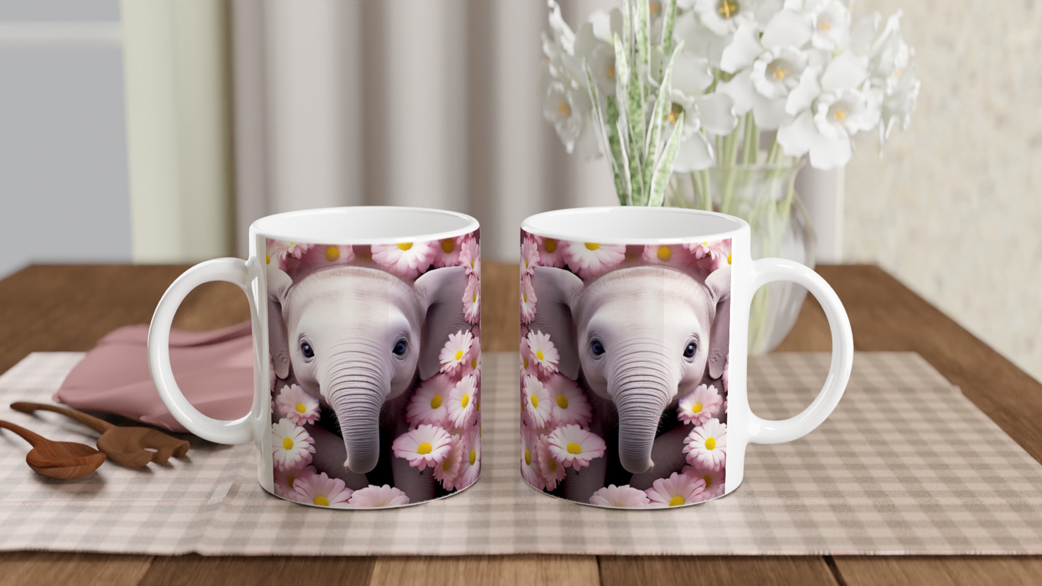 Söt Baby Elefant Bland Rosenskära Keramikmugg – En charmig present i 7 färger 10 c292ca31-7bf2-49fc-9526-a60315b35a39