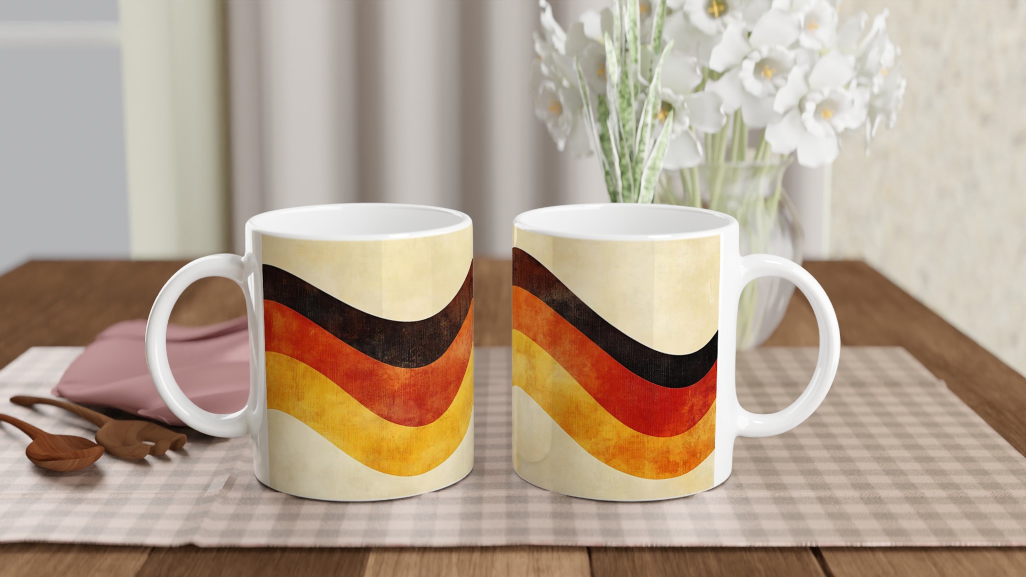 Retro Vågmugg – 11 oz Keramisk Kaffekopp med 70-talsinspirerad Design för Din Favoritdryck 10 c31dc011-8d67-440a-aefd-93809e2478ec