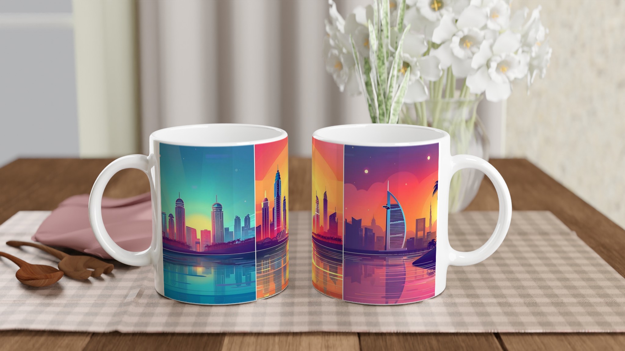 Neon Dubai Skyline Mugg - Levande Stadsmotiv för Kaffeälskaren i Valfri Färg 10 c3e53b5e-bce5-4aa1-a865-d4868e22b180