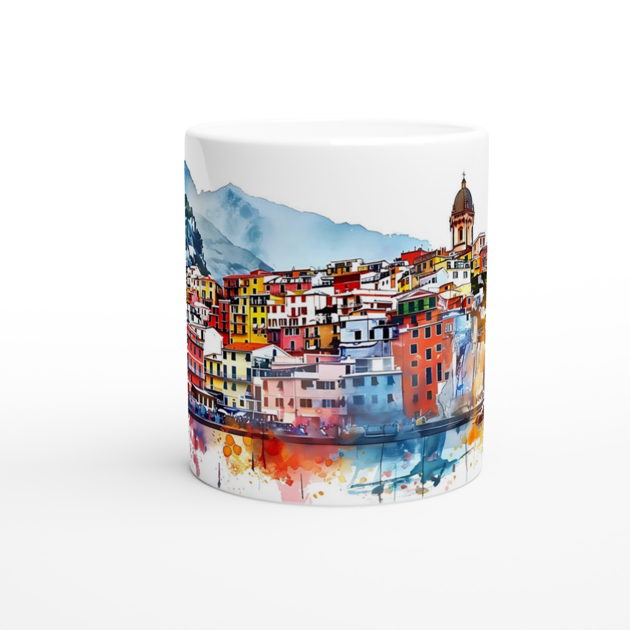 Italiensk Kuststad Akvarell Mugg – Färgstark Keramikmugg 11oz 8 c47f3565-3b94-4e6e-8908-3e878714d967