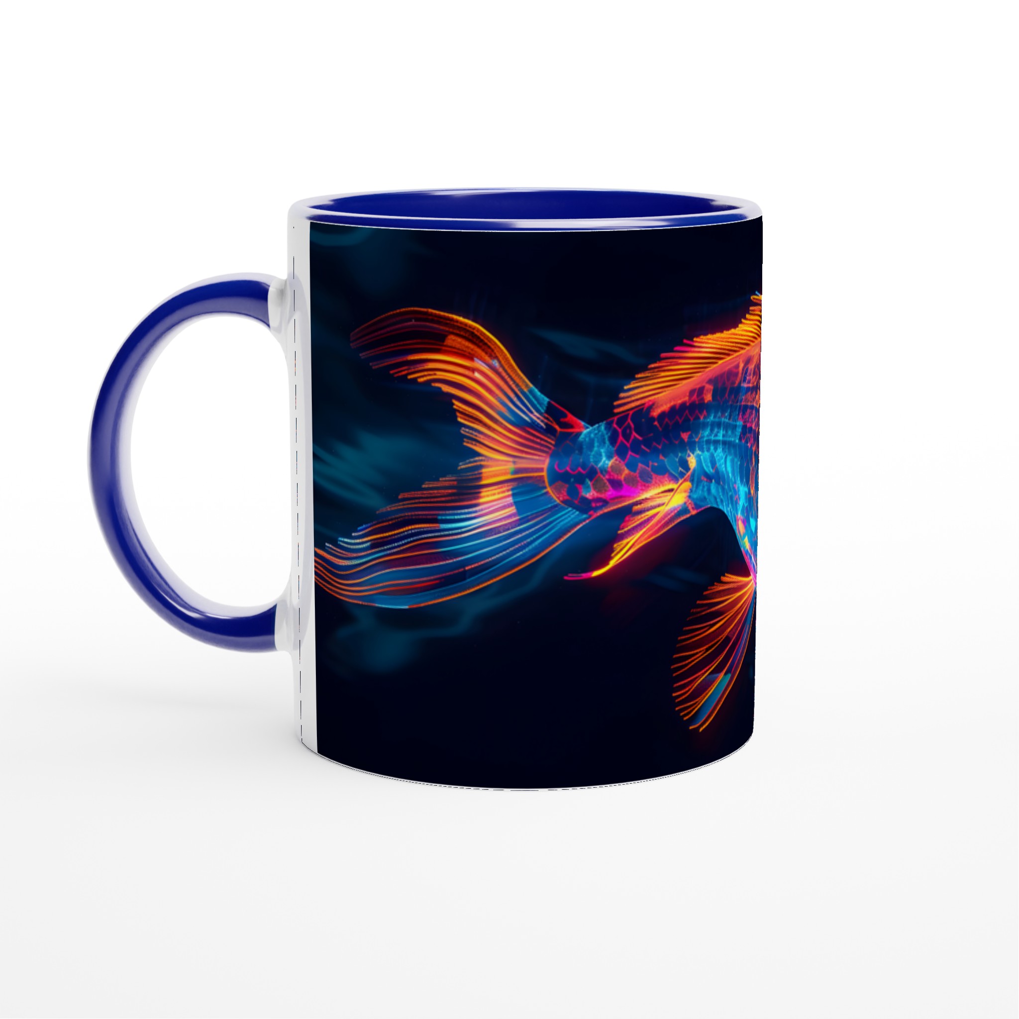 Neon Koi: 11oz Keramisk Mugg – Lysande Fiskdesign i Levande Färger för Kaffe- och Tedrickare 4 c499930e-acaf-425a-a463-b5ef7e7008c9