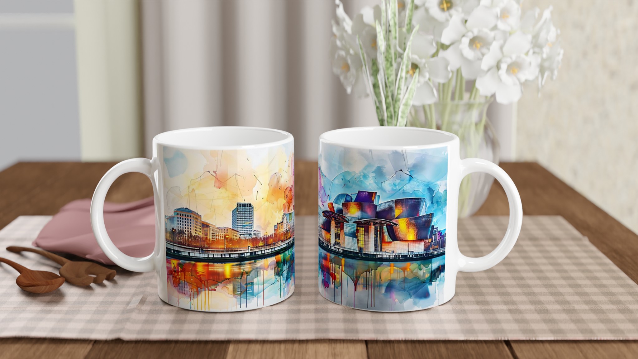 Abstrakt Stadsbild Akvarell Mugg – Färgstark Keramikmugg 11oz 10 c49aa11e-7a5e-44fb-b68c-bd559a27097c