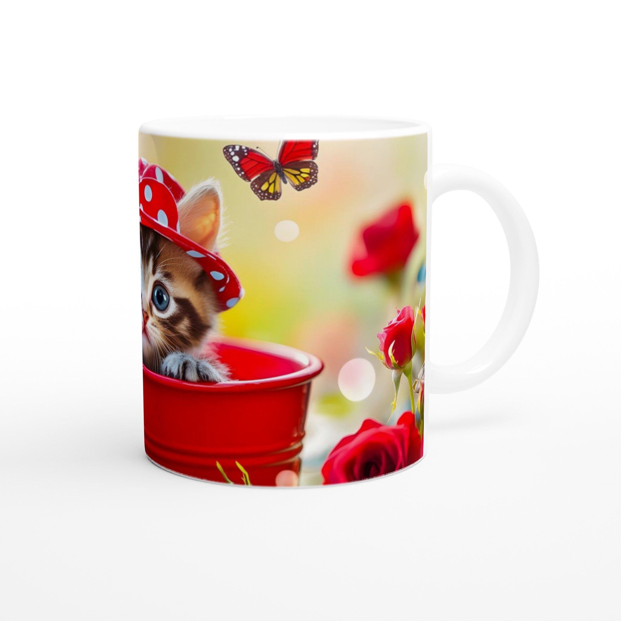 Söt kattunge i hatt 11oz Keramisk Mugg – Personlig design i 7 livfulla färger för kattälskaren 9 c5323d20-9fb5-4e5b-9581-967b737c0ebd