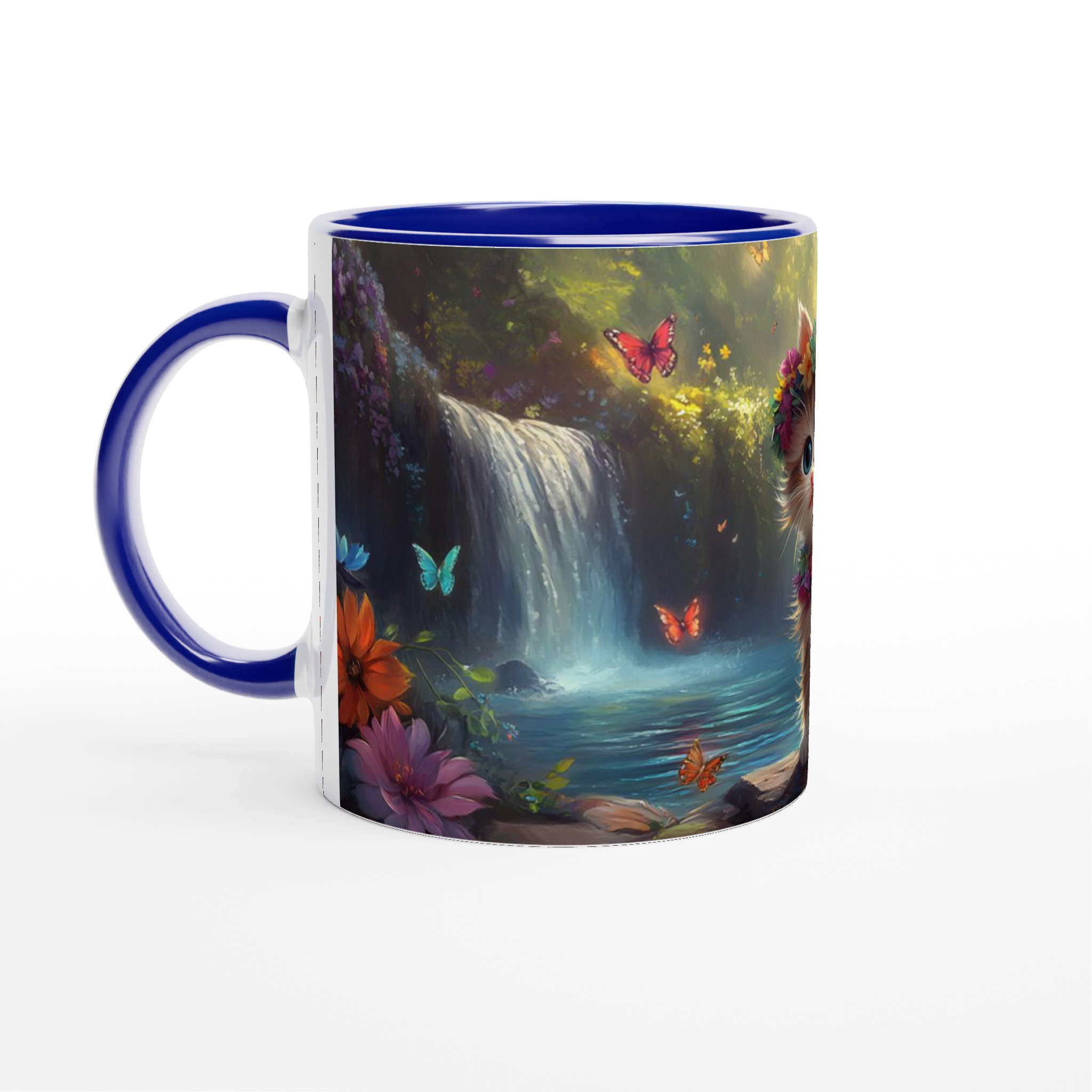 Magical Kitten Fantasy Mugg – 11oz Keramikmugg med Förtrollande Vattenfall & Blommor 4 c5334573-b354-4453-af19-8f4be218329b