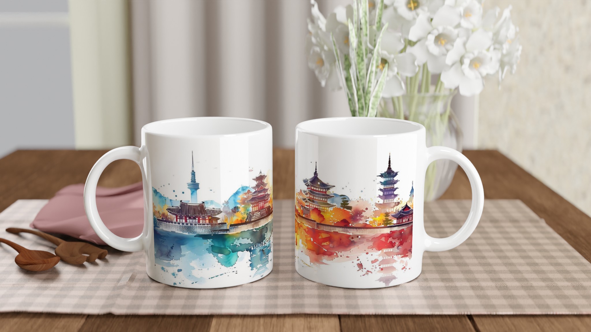 Asiatisk Stadsbild Akvarellmugg – Färgstark Keramikmugg 11oz 10 c57ffcec-2cbb-4f1a-b580-af2bcda4a471
