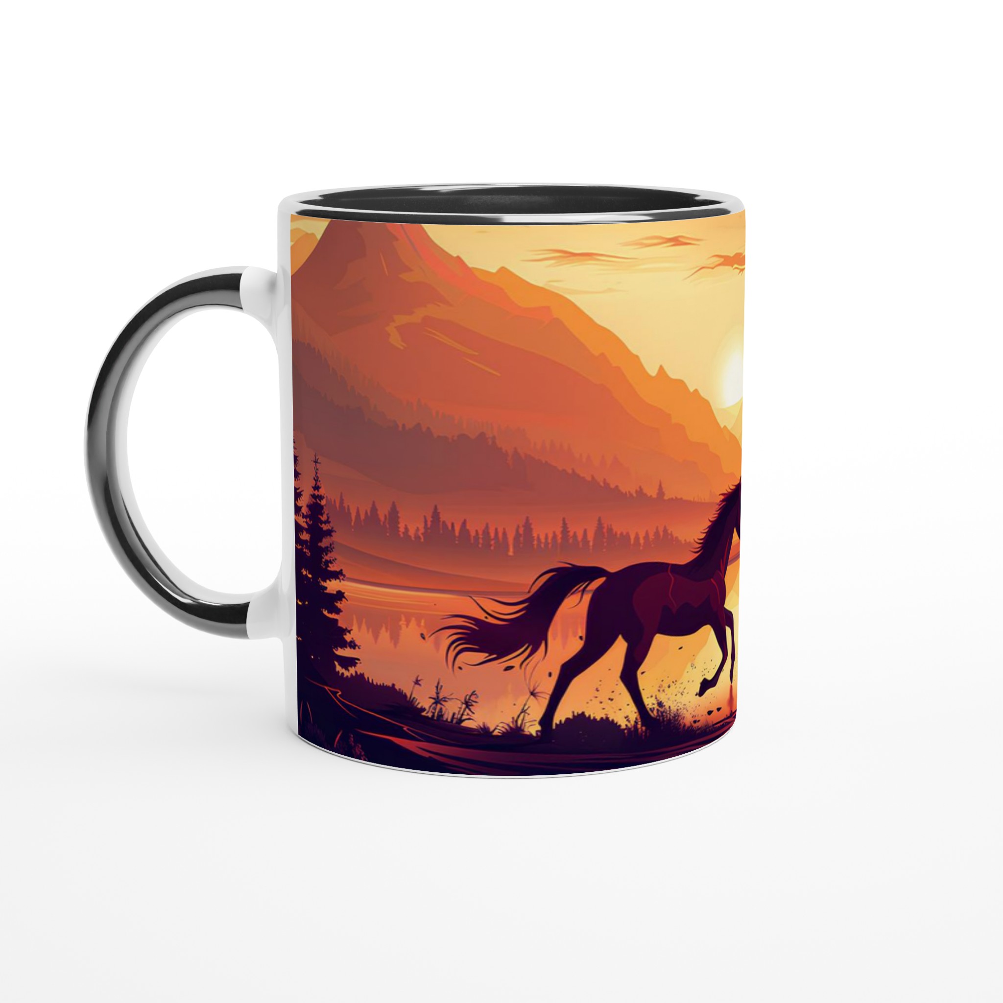 Vildhäst vid Solnedgång Keramisk Mugg - 11oz Konstnärlig Design i Ditt Val av Färg 7 c5a10c4f-8975-496e-885a-3a8e54ba8af9