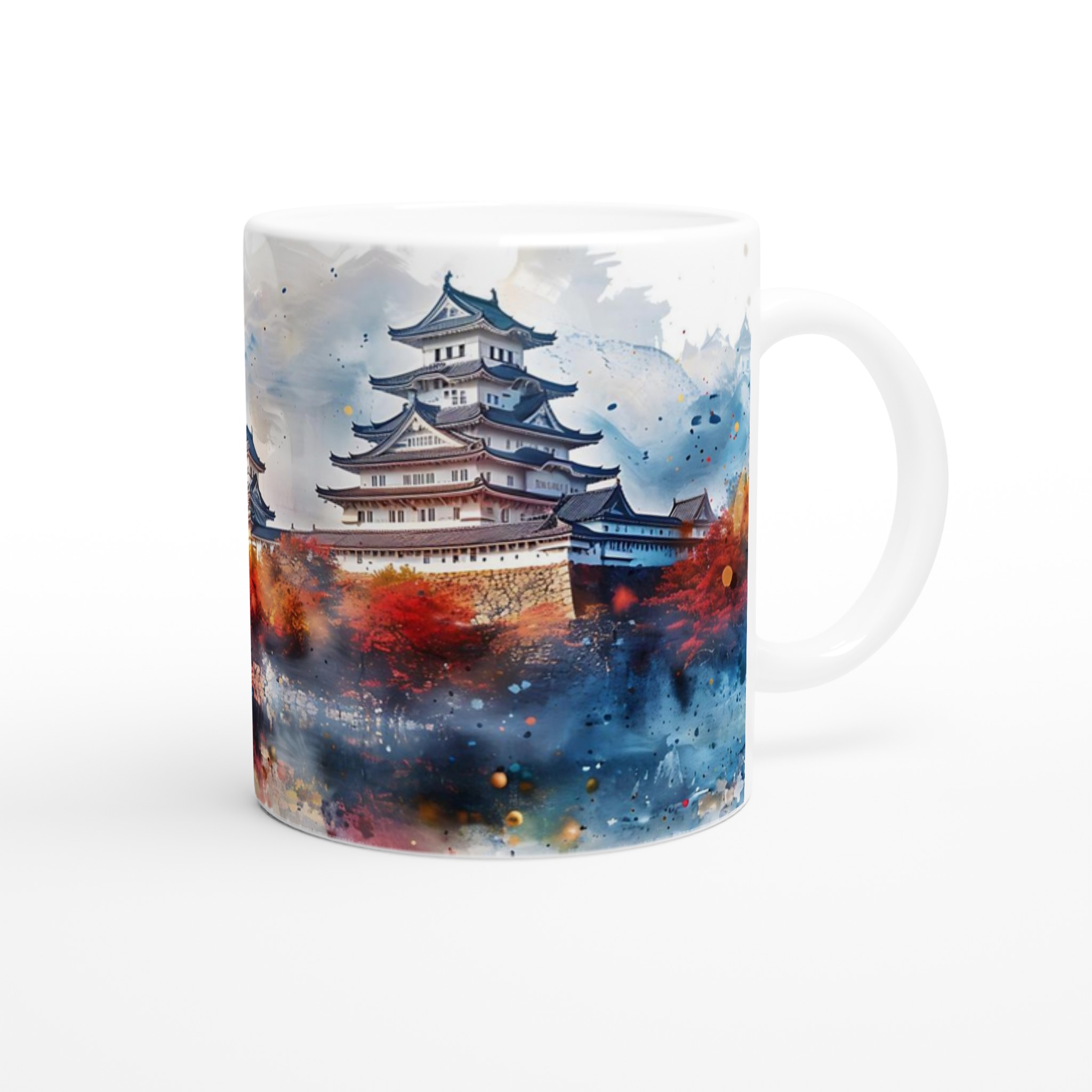 Japansk Akvarell Mugg - Klassiskt Slott & Höstfärger på 11oz Keramik, Välj Färg! 9 c626a495-11be-4119-bdbf-245c985730ee