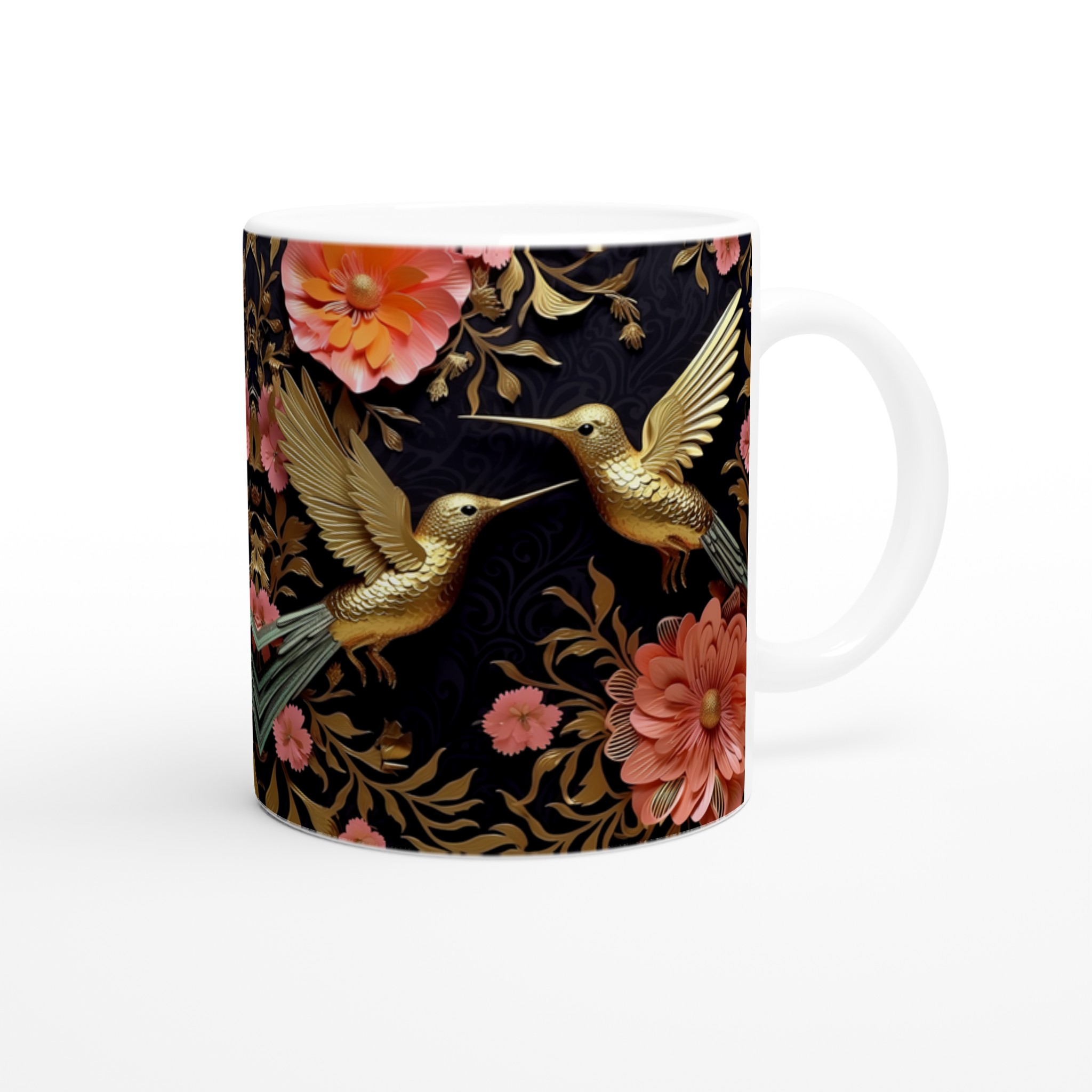 Lyxig Kolibri & Blommig Keramikmugg - Guldskimrande Design i Ditt Färgval 9 c64edcd7-1afa-498a-b9f3-dd9c16011717