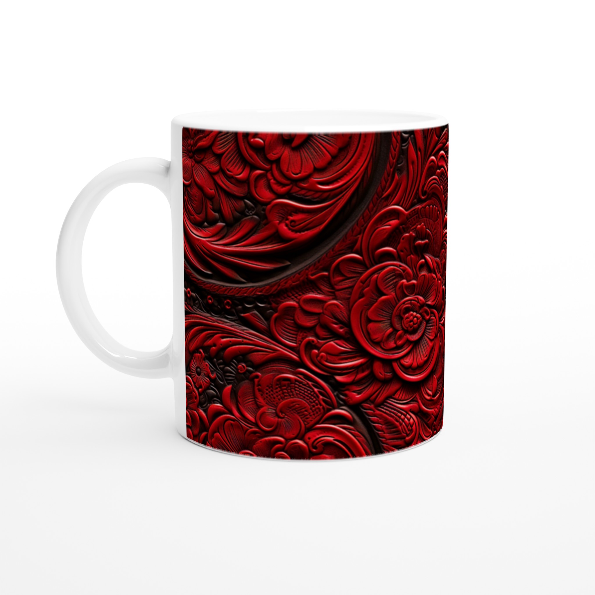 Red Floral Embossed 11oz Keramikmugg – Din Kaffestund i Lyx 1 c6b6479d-b067-48ec-aeb4-6df932b86c68