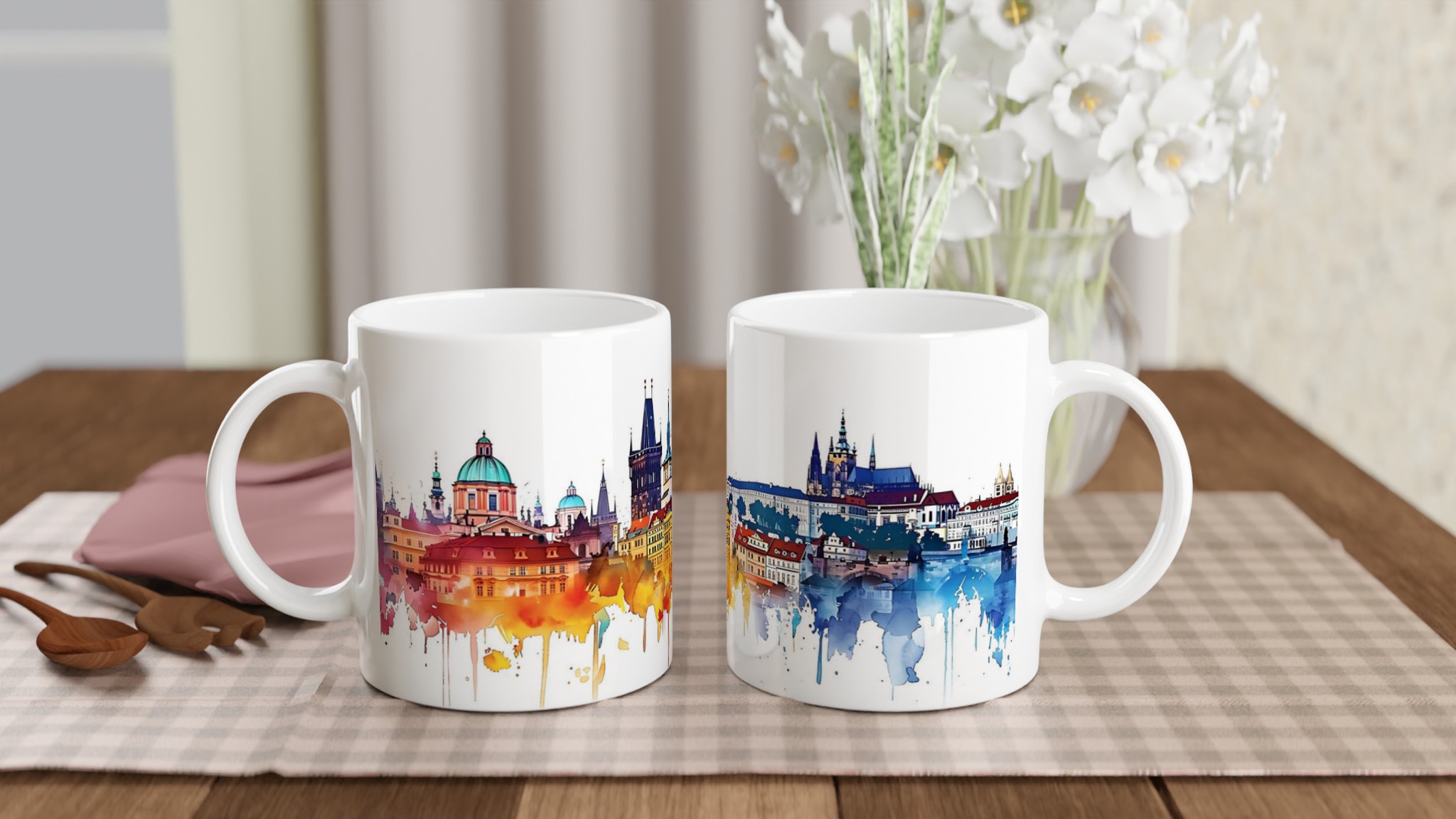 Mugg "Prag Akvarell" – Livfull Stadssiluett för Kaffeälskare, i Valfri Färg! 10 c734cc94-5edc-4ff6-bc22-26ffb7360753