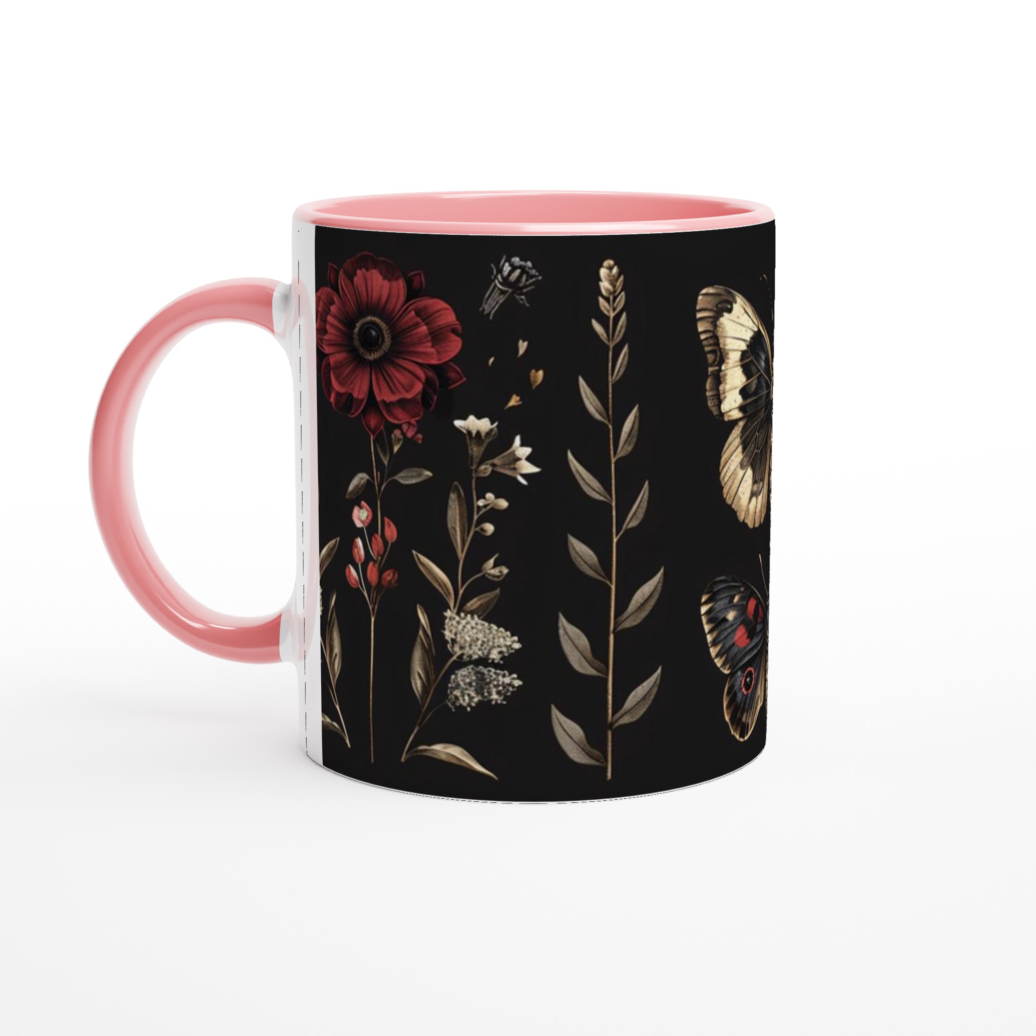 Förförisk Svart Keramikmugg med Mystiska Insekter och Röda Blommor 6 c767e7cf-5131-4cc7-adbe-fdd8107c43a6