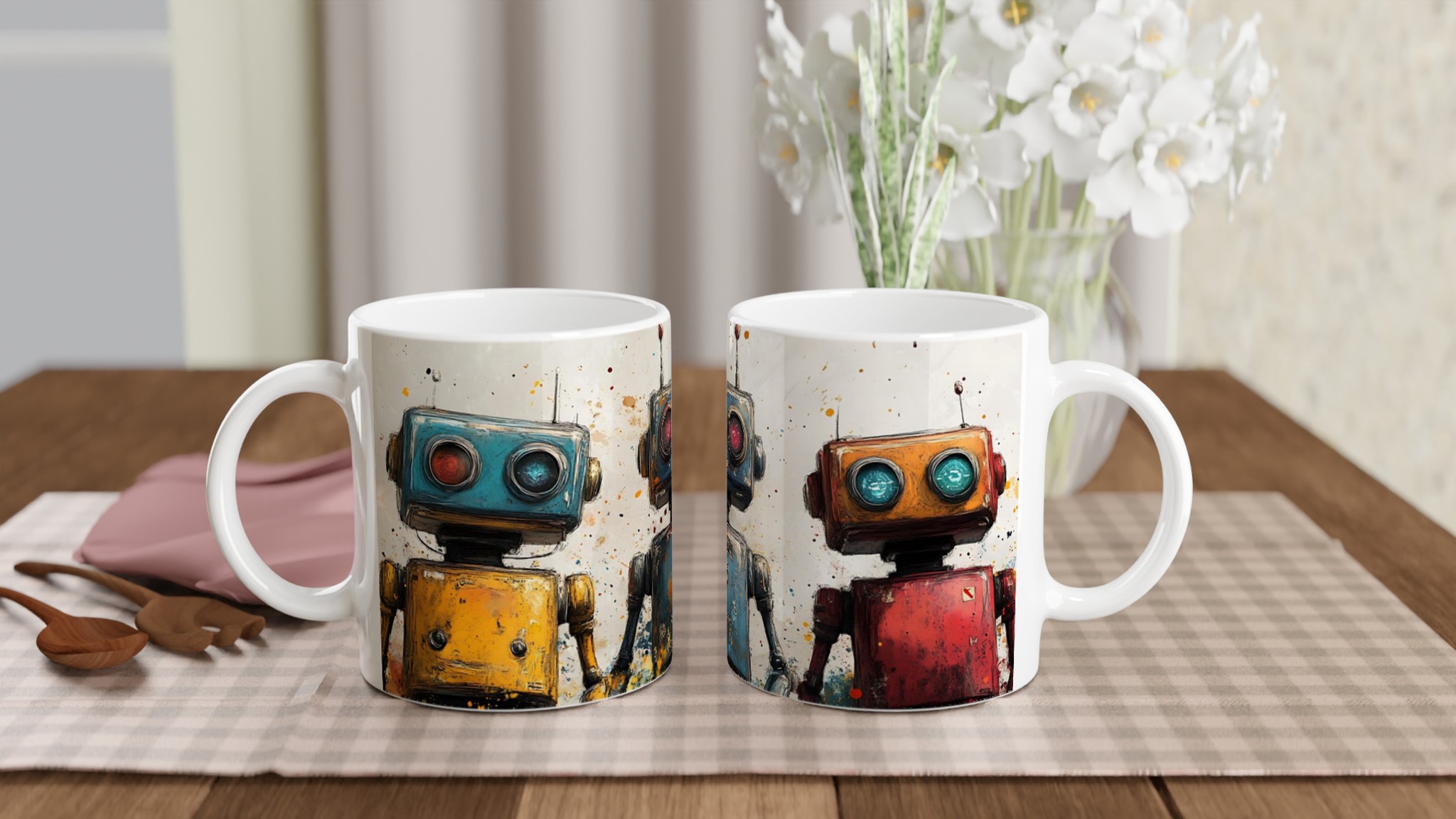 Retro Robot Art 11oz Keramikmugg – Välj din färg och ge liv åt din kaffestund! 10 c79652bf-b6a3-42d9-95a9-3dca761f96ad