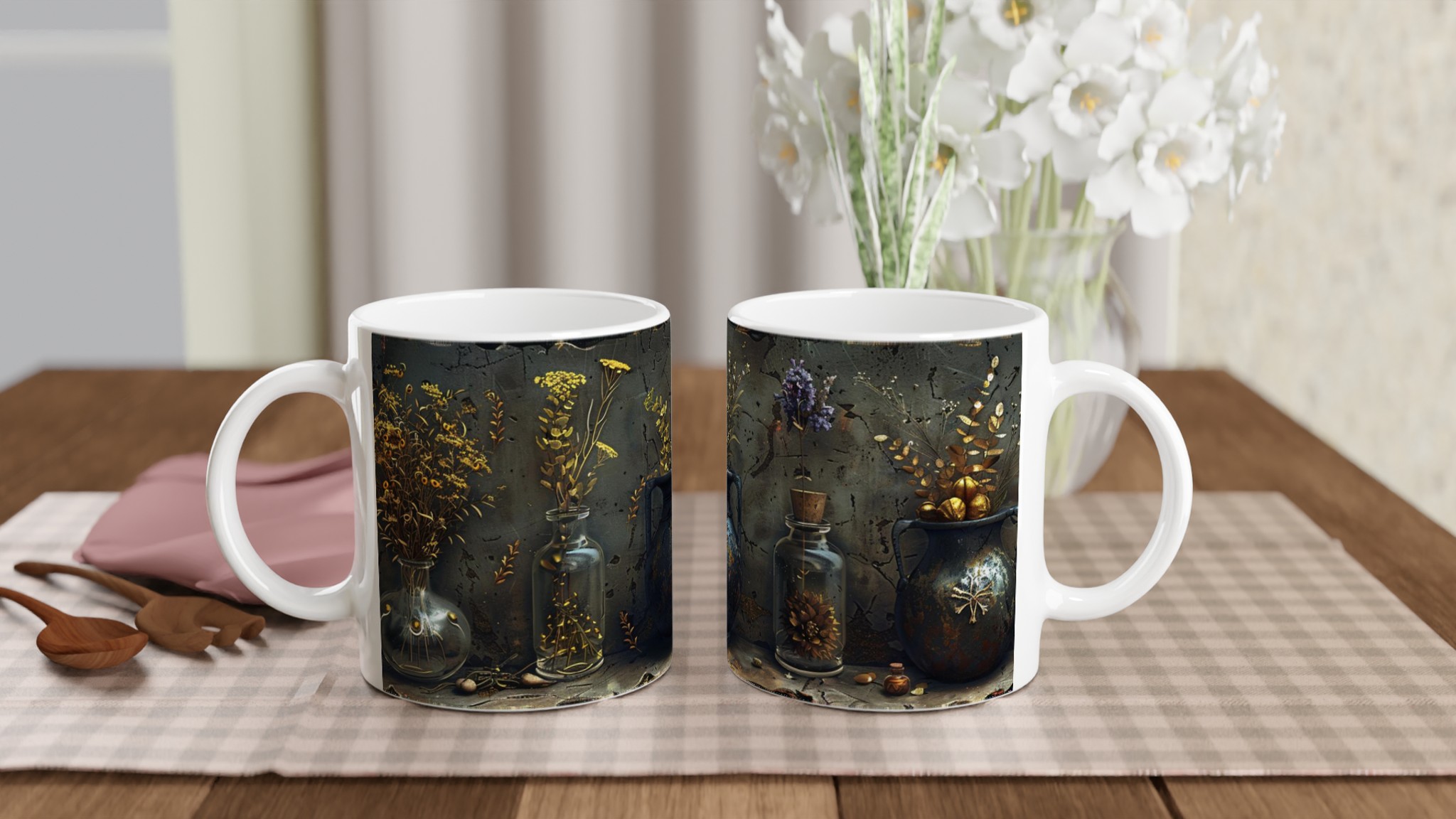 Alkemistens Skattkammare - 11oz Keramisk Mugg med Botanisk Konst i Guldnyanser 10 c8107e54-e2bb-432e-a5e9-31491530fa1c