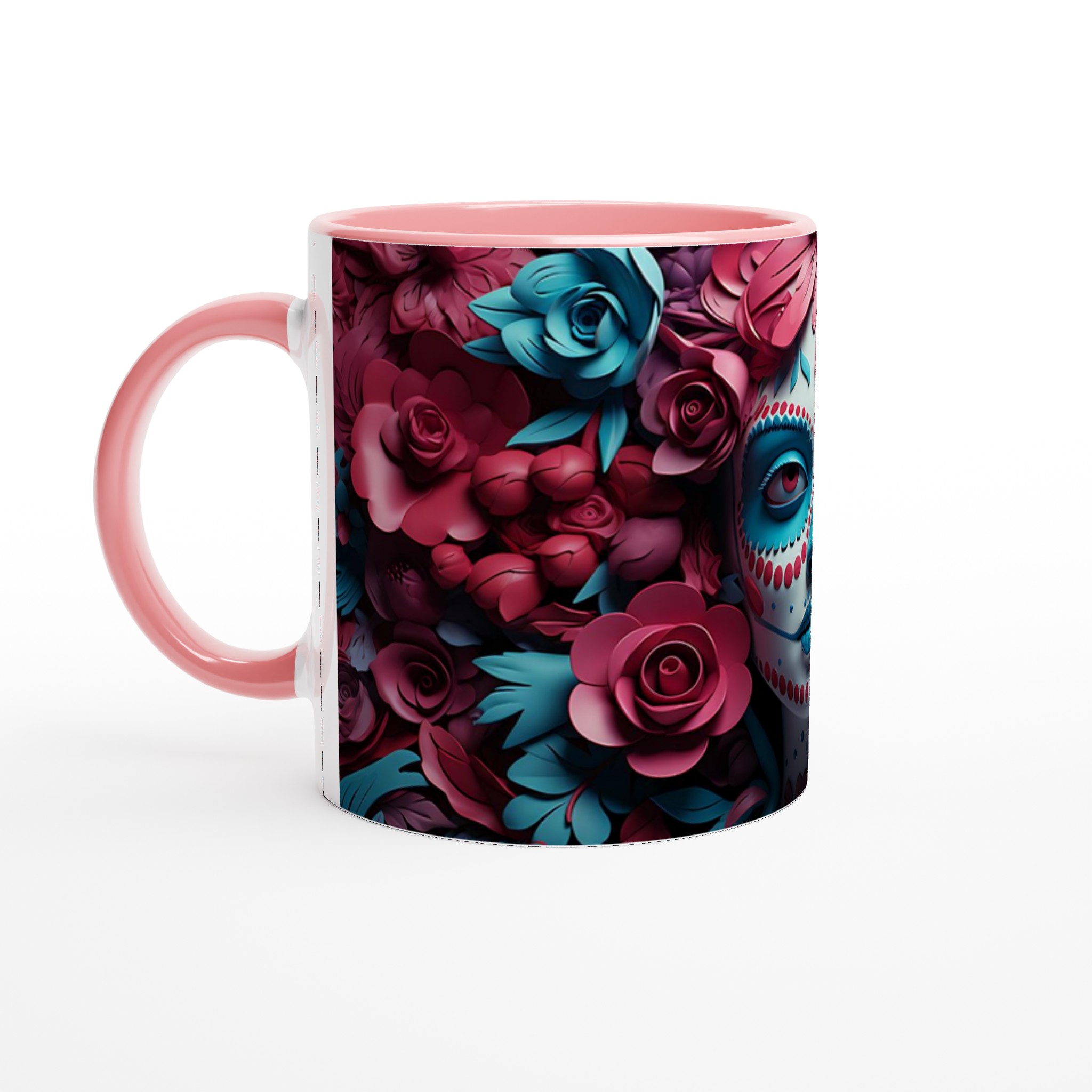 Sugar Skull Blommig 11oz Keramisk Mugg - Din unika Día de Muertos-inspirerade kaffestund i 7 färger! 6 c82437de-e73f-4d4a-a415-40c6b5cba418