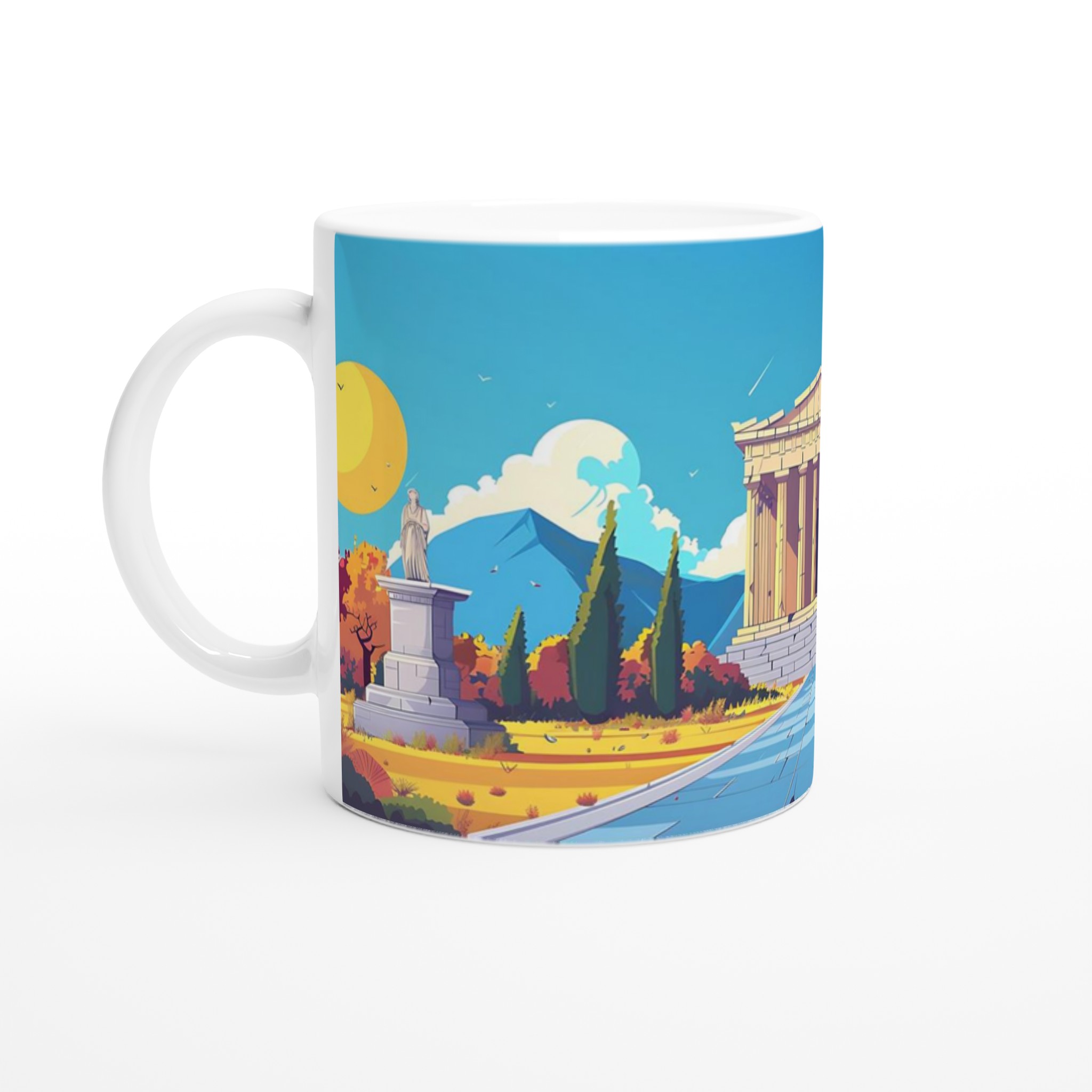 Grekisk Tempel Konst Mugg – 11oz Keramikmugg i Klara Färger för Kaffe & Te 1 c84c1b56-aa2f-45cd-a807-f863f4593c53