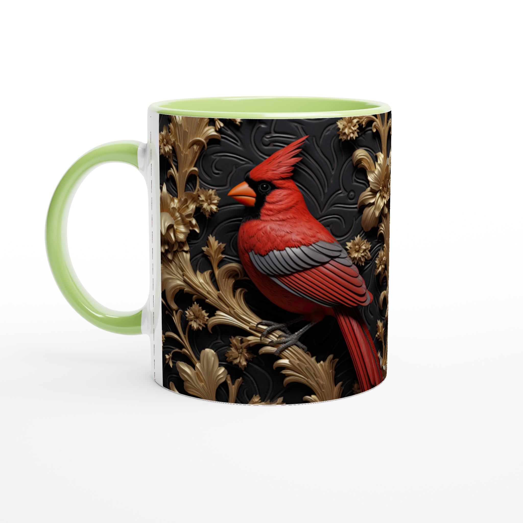 Elegant 11oz Ceramic Mug with Regal Red Cardinal & Gold Flourish Design 3 c84f3cca-4aa2-4281-845e-4964201e0d82
