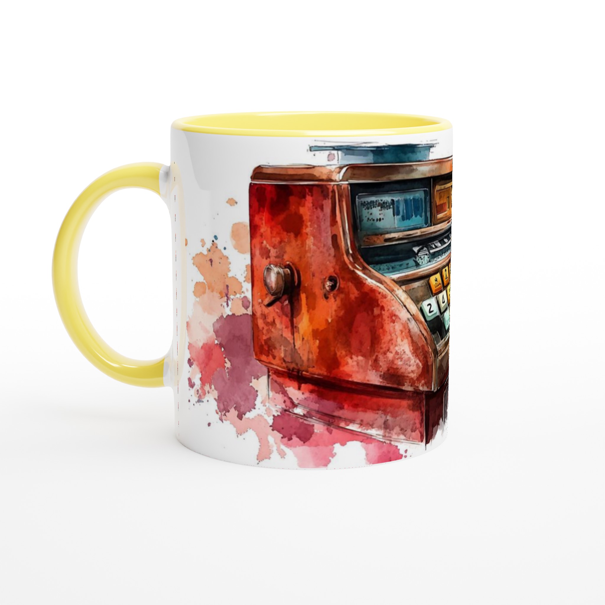 Retro Kassaapparat Keramisk Mugg – Nostalgisk Akvarellstil i 7 Färger 3 ca4d247e-6938-47b8-827a-fc10f108bcf5