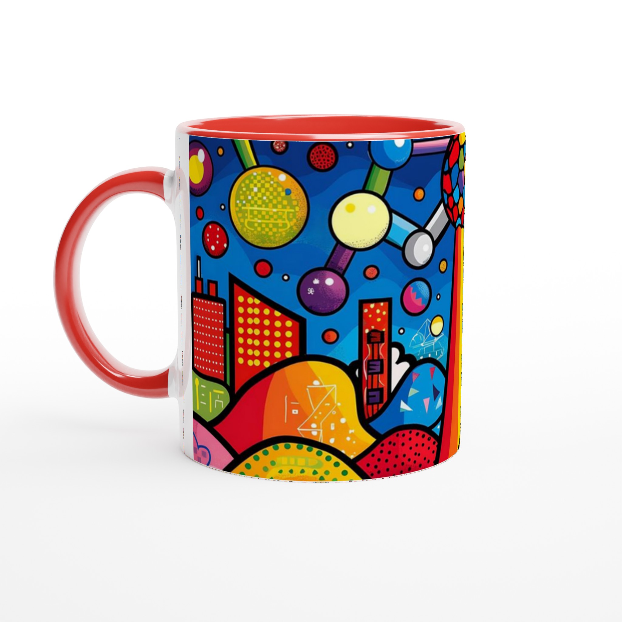 Abstrakt Pop Art Keramikmugg – Färgglad stadsvy & kosmos 11oz 2 ca9aabe6-3fc5-437d-ad44-c41cbcc8241b