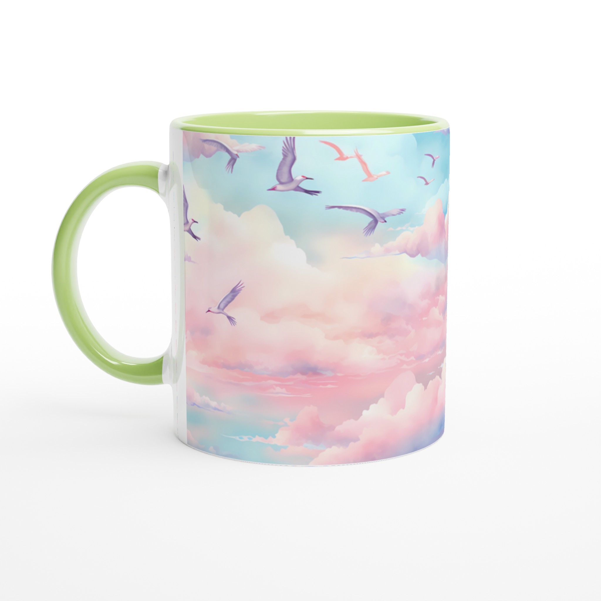 Magisk Himmel Kaffemugg - 11oz Keramisk Mugg med Drömska Moln & Flygande Fåglar i Pastelltoner 3 caa00efa-debb-492d-bfc6-9d05fa868513
