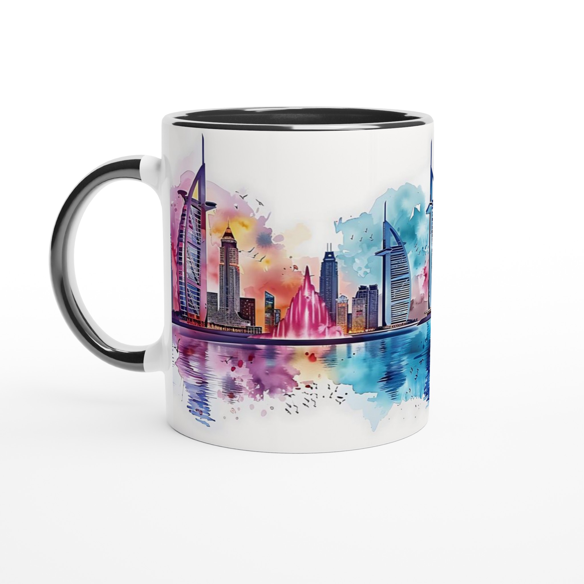 Dubai Akvarell Stadssiluett Mugg - Konstnärlig Kaffekopp med Burj Khalifa & Burj Al Arab i Levande Färger 7 caafadcf-60ce-486a-a4dd-377708f2ba38