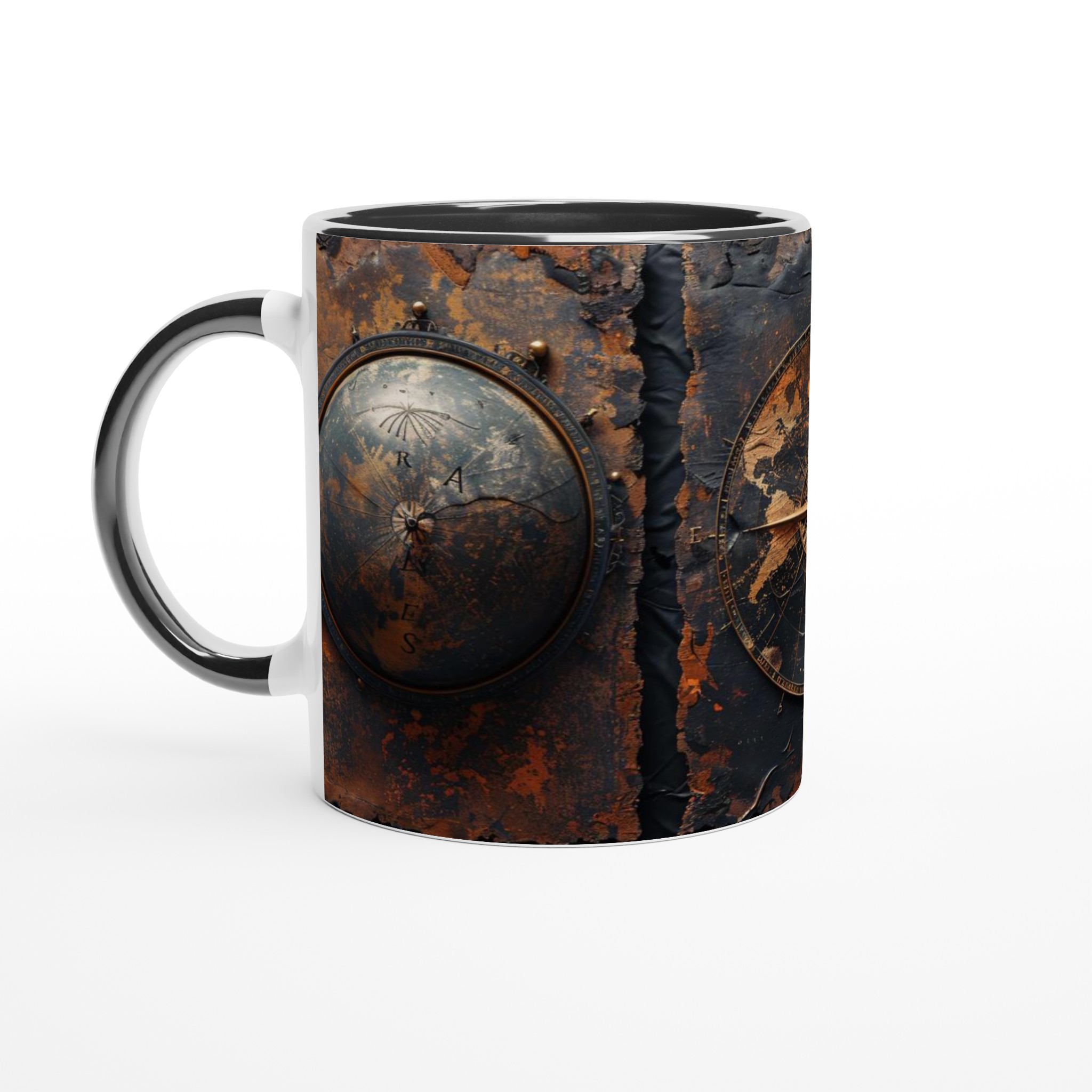 Vit 11oz keramisk mugg med vintage världskarta-design – välj bland sju klassiska färger 7 cad1633c-24fa-4903-bff8-0ed68bb6e393