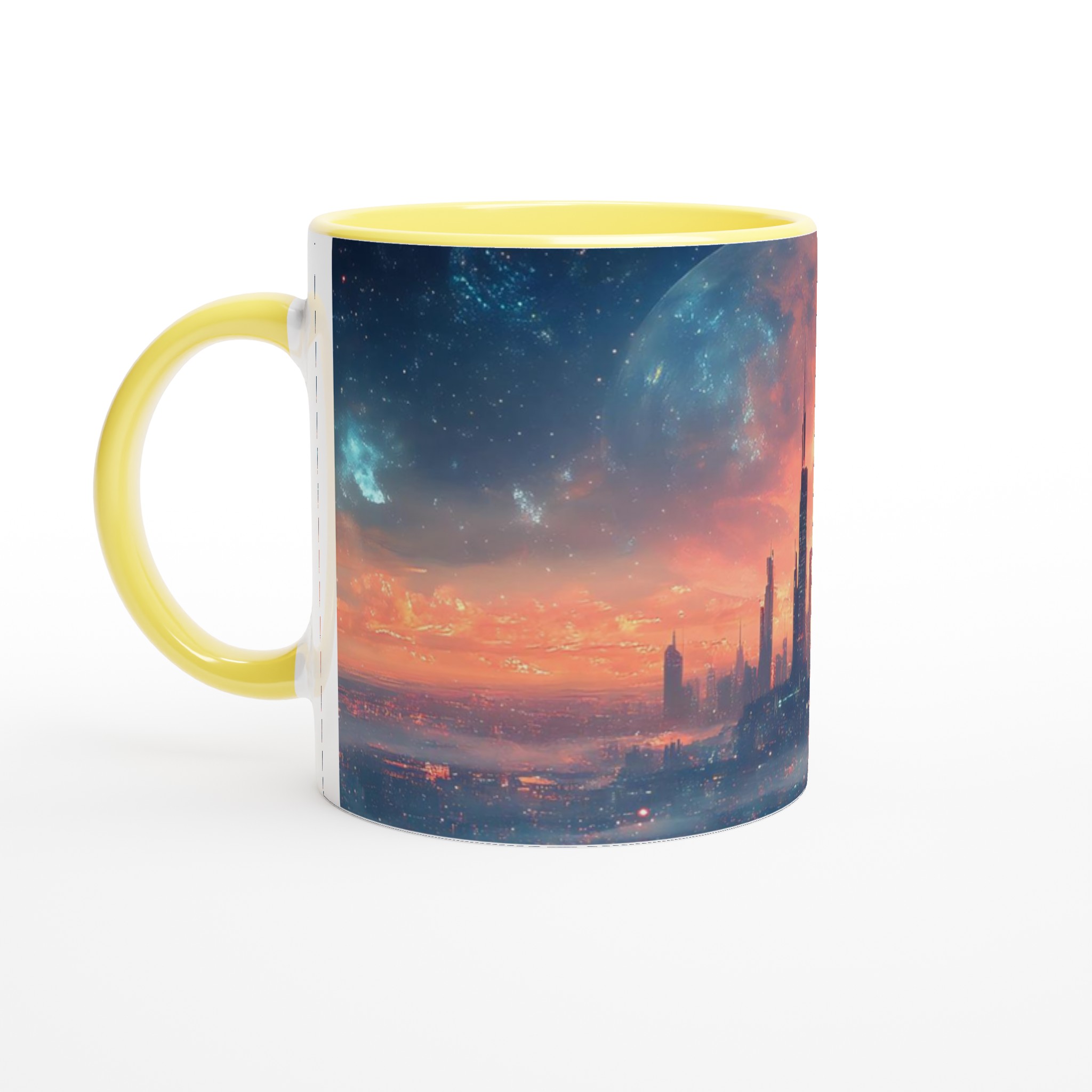 Futuristisk Stadsmugg – Sci-Fi Gryning Över Megalopolis Keramikmugg (11 oz) i flertalet färger 3 cb9e0303-f382-4f3e-88d7-295992466d26