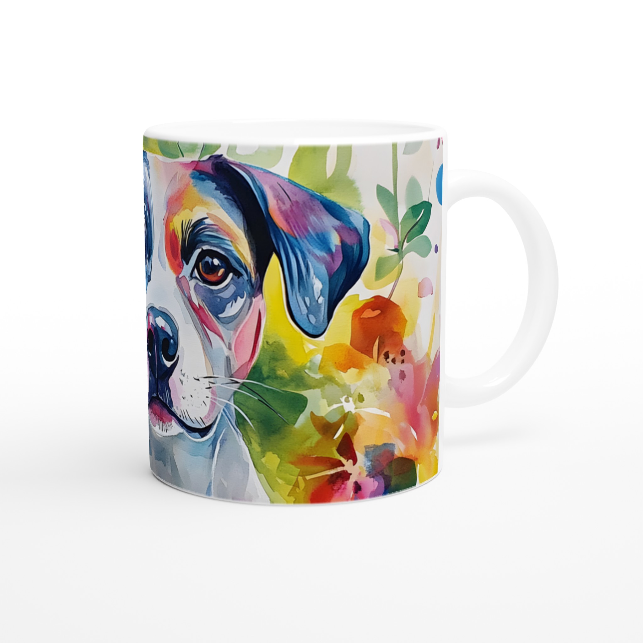 Färgglad Akvarell Hund Mugg - Vit 11oz Keramisk Mugg för Djurälskare 9 ccbb2d1e-8e18-4a19-8a91-aed4aac0ed99