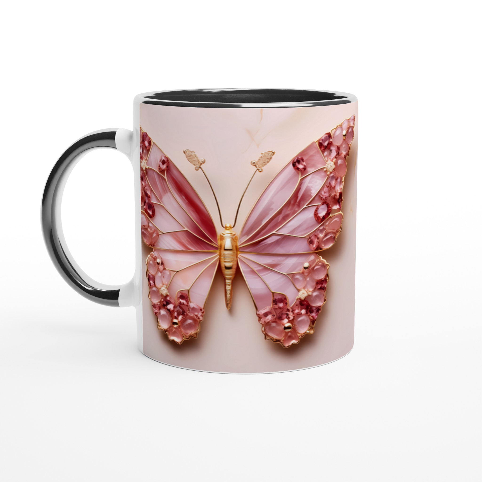 Lyxig Juvelbeklädd Fjärilsmugg – Keramisk 11oz Kaffemugg i Ditt Val av 7 Färger 7 cd7a881f-b731-429e-8e10-5d43b7bdc574
