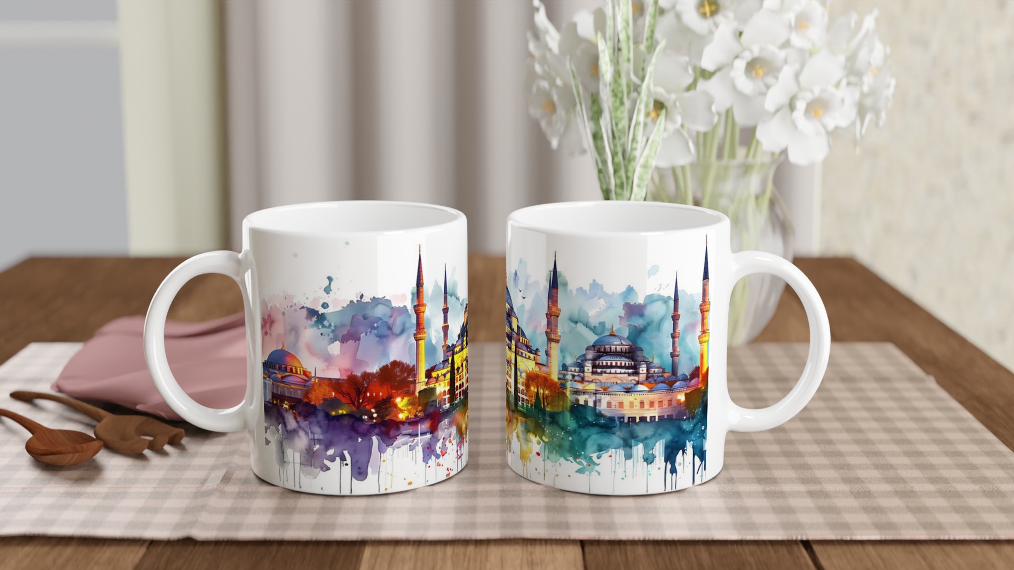 Istanbul Watercolor Skyline Mugg – Konstnärlig Siluett i Klara Färger 10 cda0b170-5586-4ea0-b7b6-738eaae42272