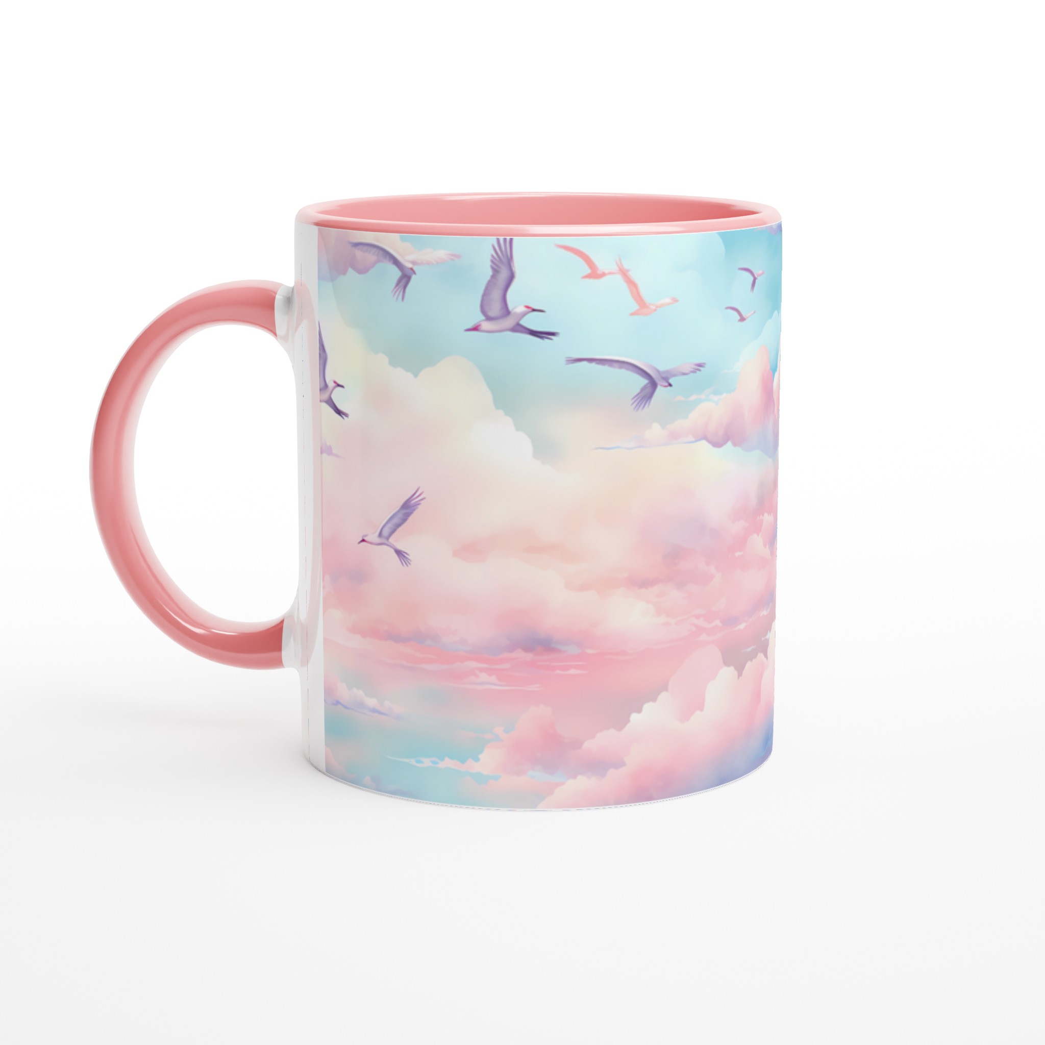 Magisk Himmel Kaffemugg - 11oz Keramisk Mugg med Drömska Moln & Flygande Fåglar i Pastelltoner 6 cde96fec-0a93-4e3b-adf7-fa4aace516e2