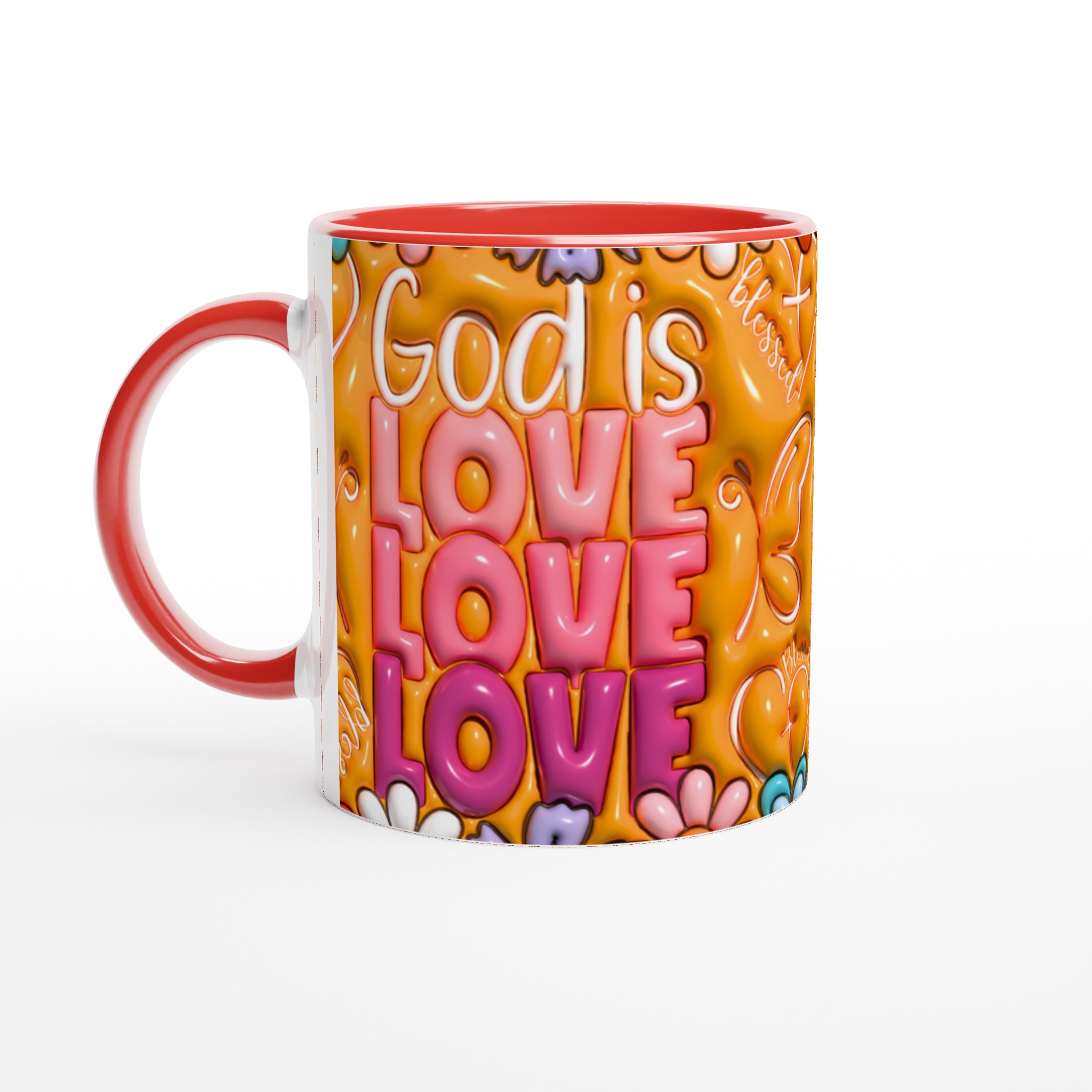 God Is Love & Blessed Ceramic Mugg – 11 oz i livfulla färger 2 ce4386fb-10b8-4717-8def-730a21083428