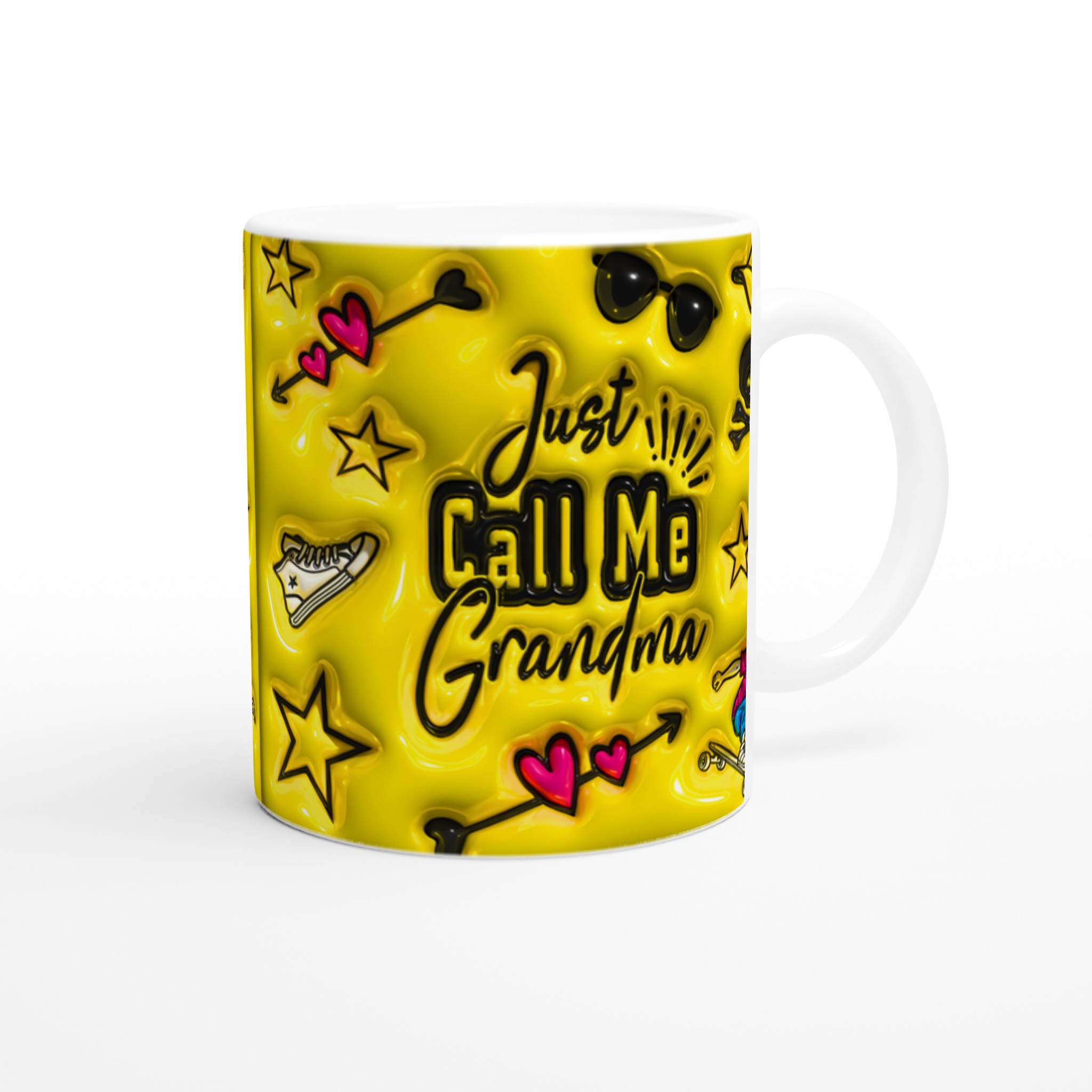 Cool Skateboard Grandma Mugg – 'Just Call Me Grandma' i Levande Gult – En Kärleksfull & Rolig Present! 9 ce77ee9b-e502-48c1-930f-4cdf0a404fd3