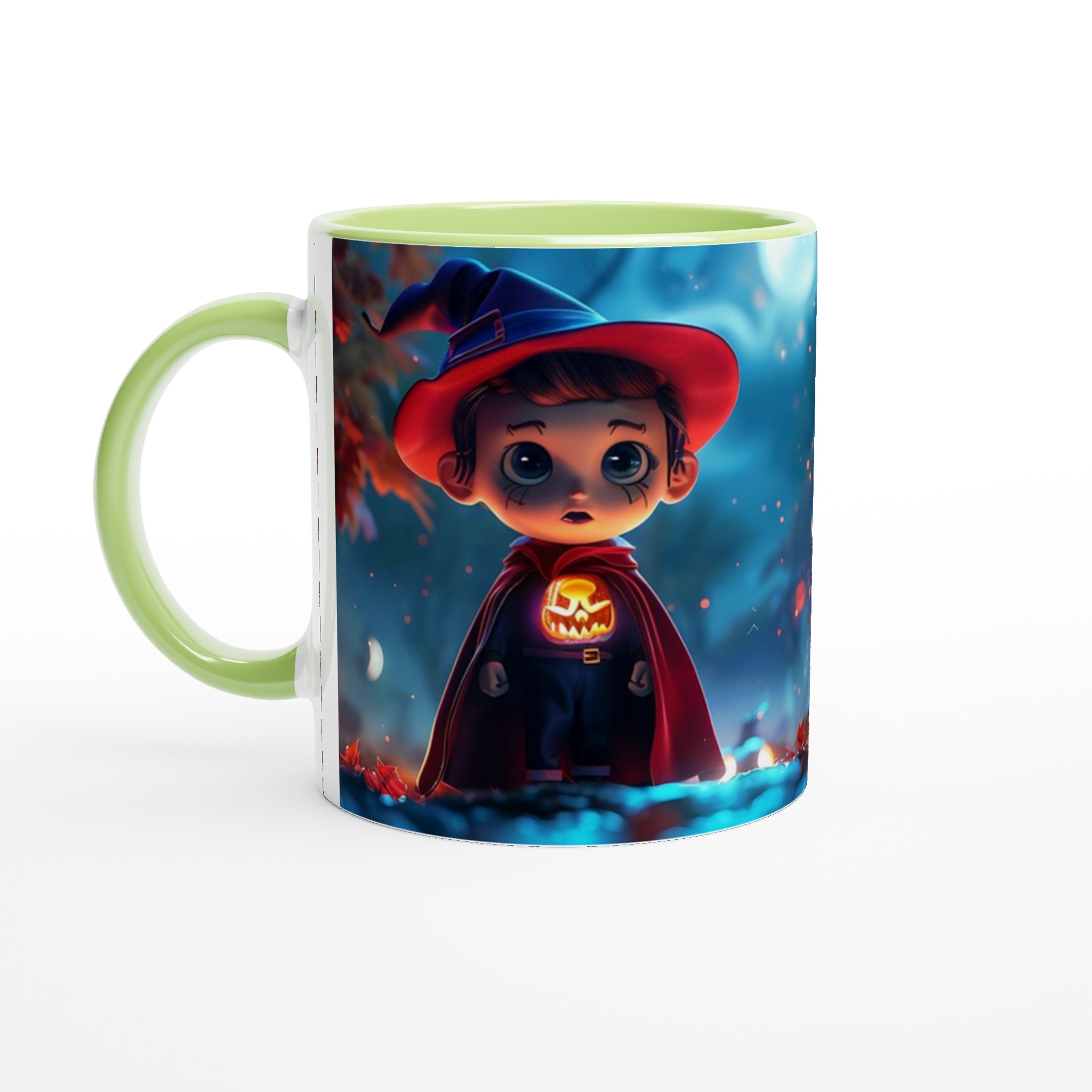 Magisk Halloween Mugg: Söt Häxpojke & Upplysta Pumpor – 11 oz Keramisk Mugg i Valfri Färg 3 ce9c4ffb-4500-4988-85bc-c5a413c5d7ed