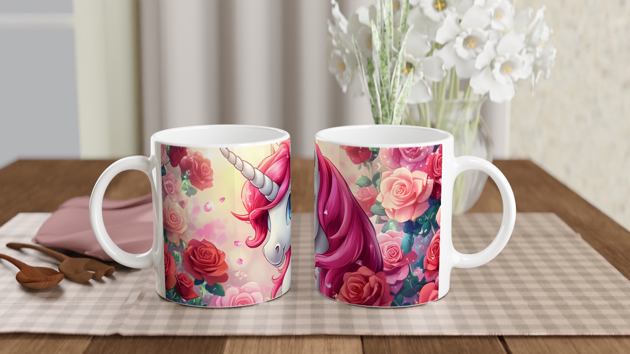 Magisk Enhörningsmugg - 11oz Keramisk Mugg med Rosa Hår och Blommor i Sju Färger 10 ceac0d71-68d9-4657-8a24-c7e0e5e5d5b7