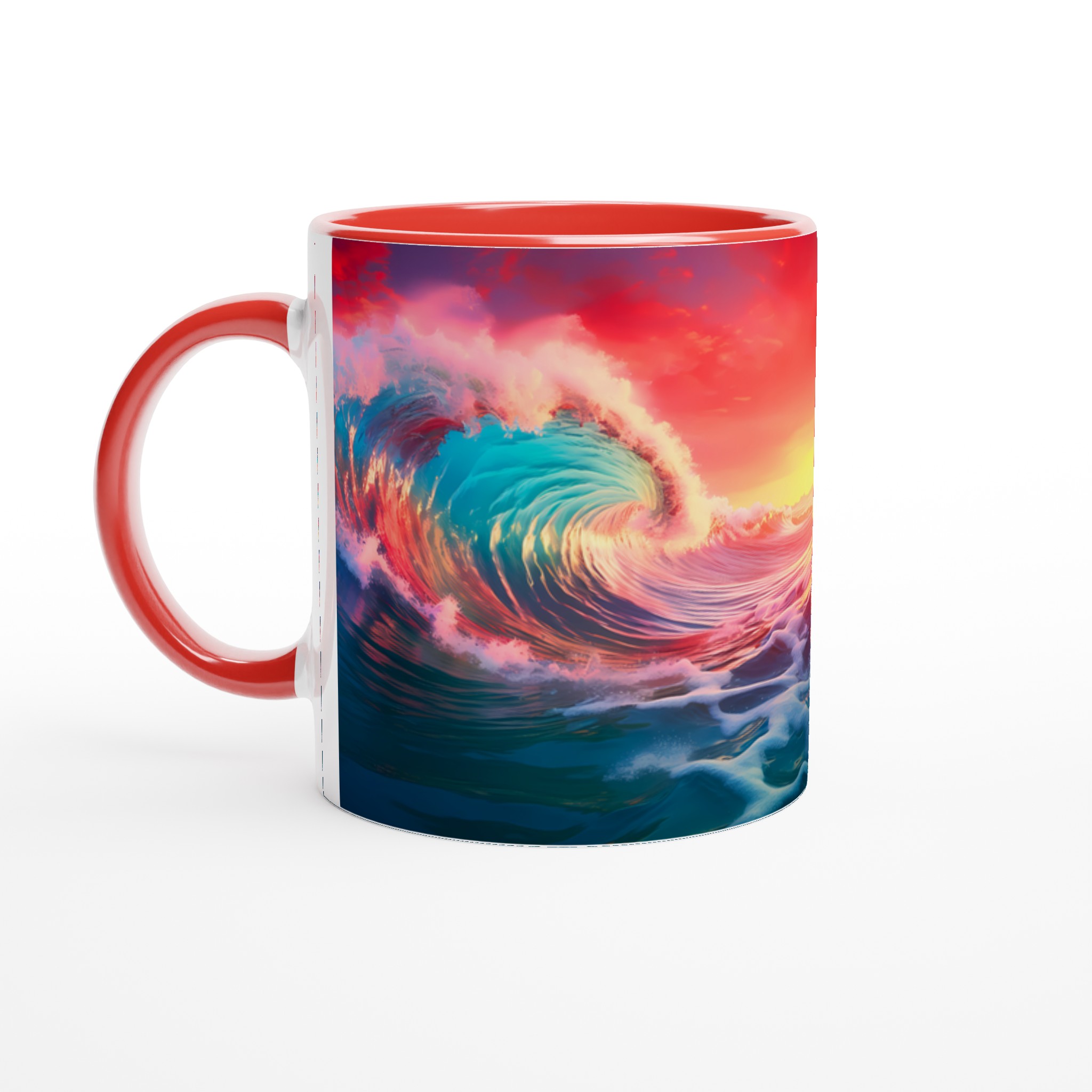 Oceanisk Färgexplosion – 11oz Keramisk Mugg med Vibrerande Vågmönster 2 cecaad49-0d65-4745-94cb-60851a0e34b8