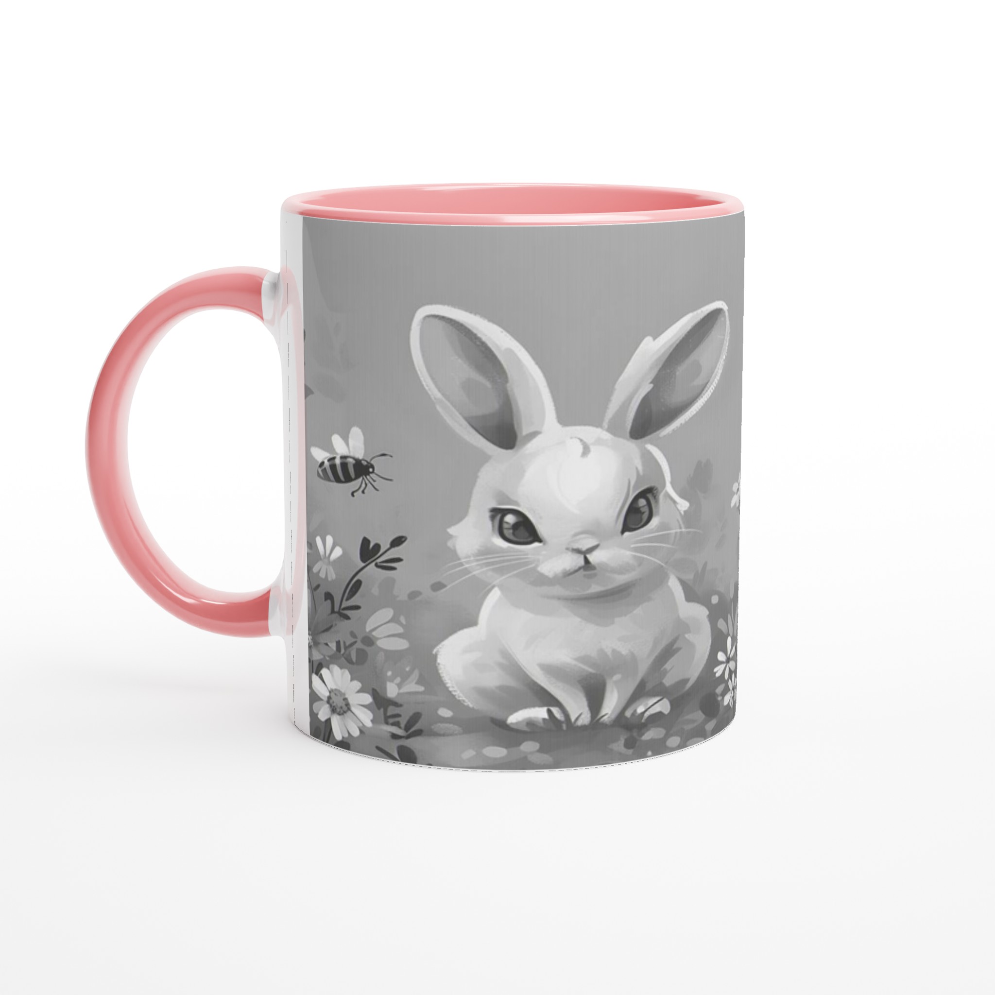 Söta kaniner i blomsteräng - 11oz keramisk mugg för drömmande stunder i din valfria färg! 6 ced10186-4b9a-448a-b1fd-09081c1fbf0e