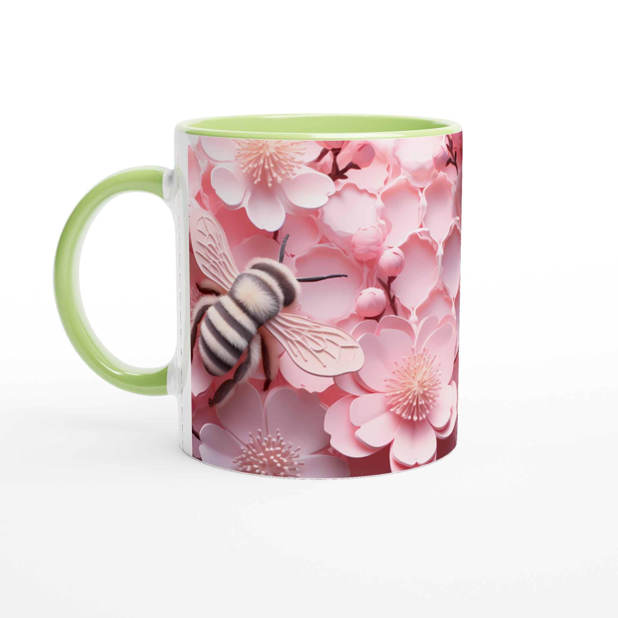 Pastellrosa Blomstermugg med Bin – 11 oz Keramikmugg för Vårkänslor & Naturnära Charm 3 cf2e1d50-dd0e-40eb-adb5-6502f8aa6e06