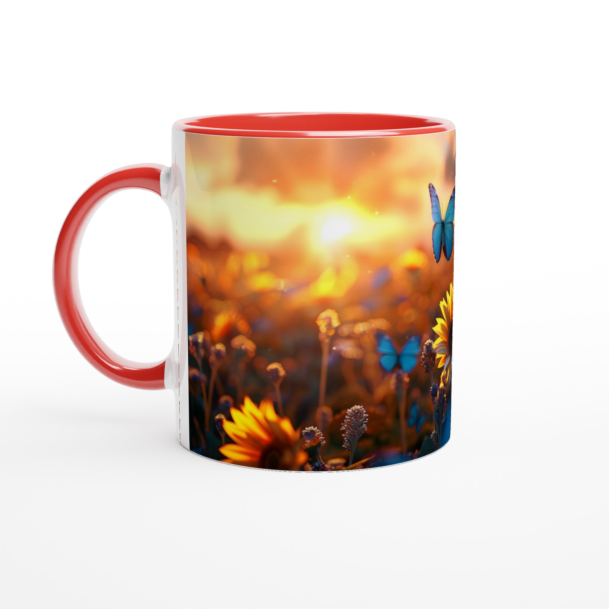 Solnedgångsdrömmar: Färgstark 11oz Keramisk Mugg med Solrosor & Fjärilar 2 cf36bdeb-d346-4aef-a40b-a5b59939468a