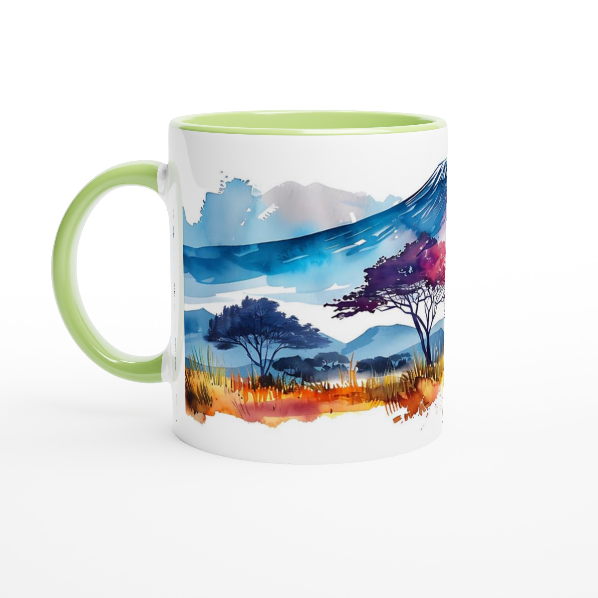 Akvarell Afrikansk Landskap Mugg - Levande 11oz Keramikmugg för kaffeälskare 3 cf613879-0aea-4823-abbe-42f9f87ddecc