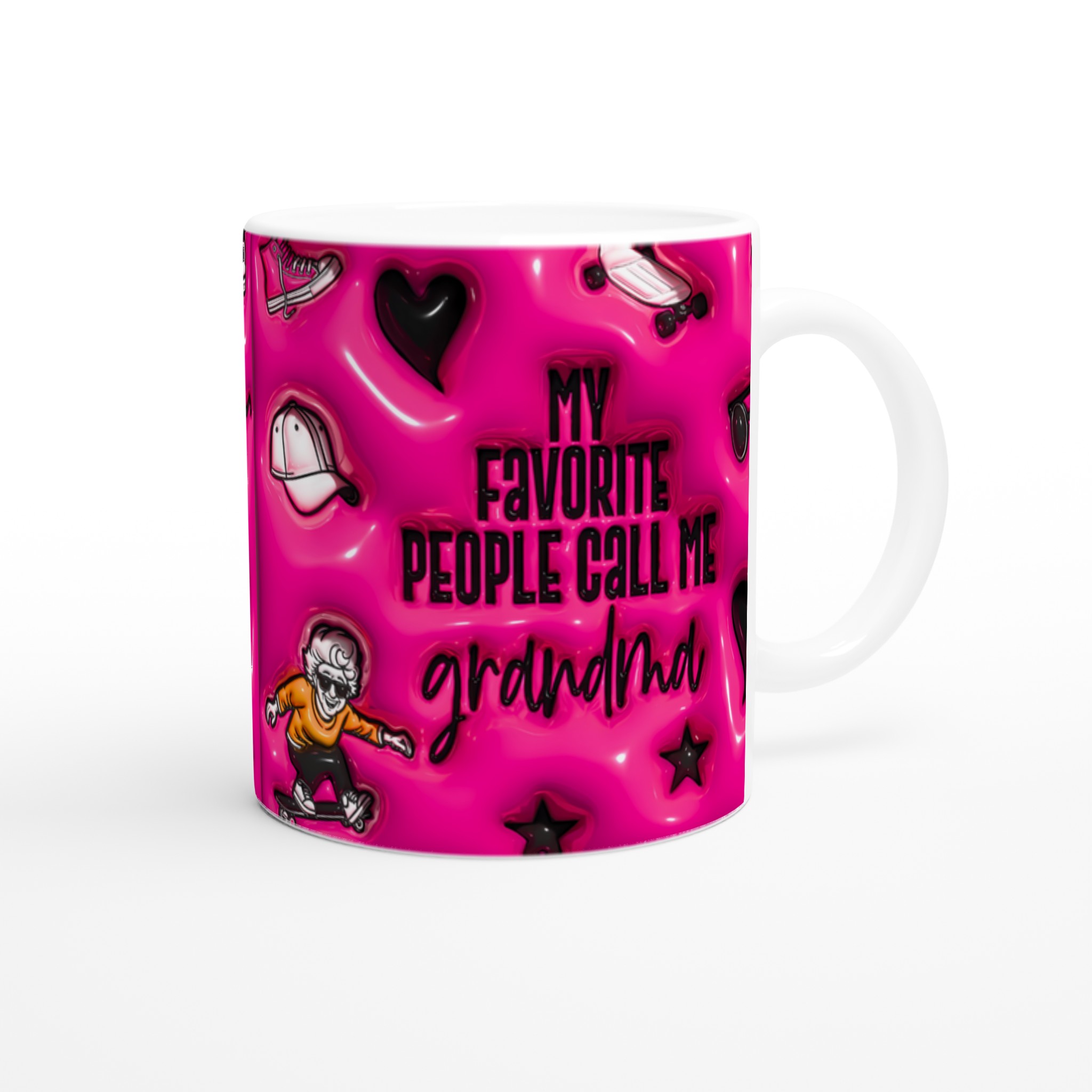 Bästa Farmors Mugg – Rosa Skateboard Grandma Design, 11oz Keramik, Välj Din Färg! 10 cf9404d7-7a23-4ce9-992f-ad7fff1eccbe
