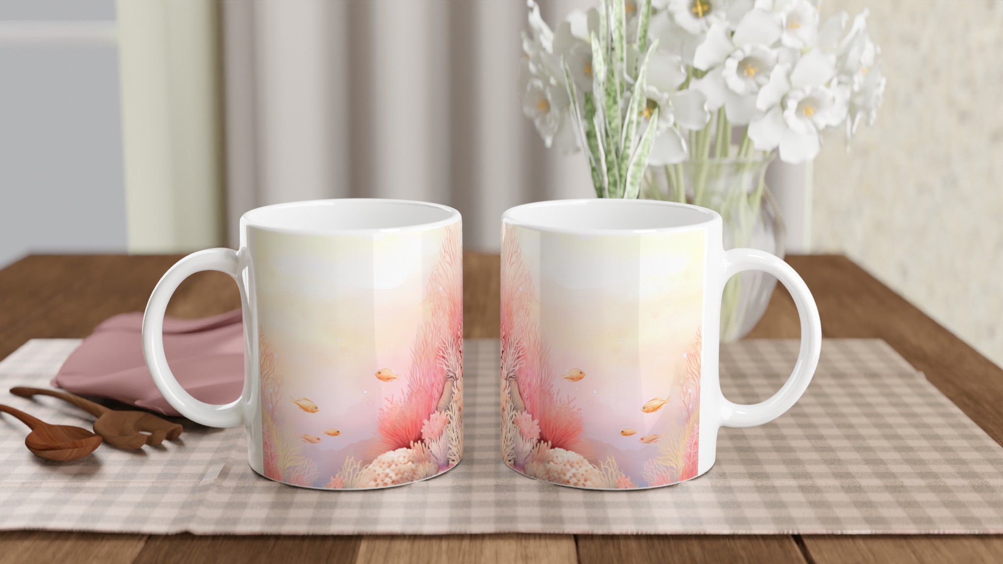 Pastellkorallhav 11oz Keramisk Mugg – Drömsk Akvarellstil för Din Favoritdryck 10 d09b9316-ab12-4c27-ac31-1db96fcb54c3